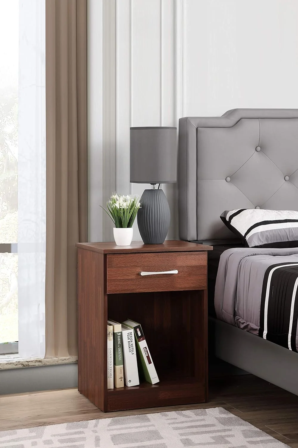 Lindsey 1 Drawer RTA Nightstand In Cherry