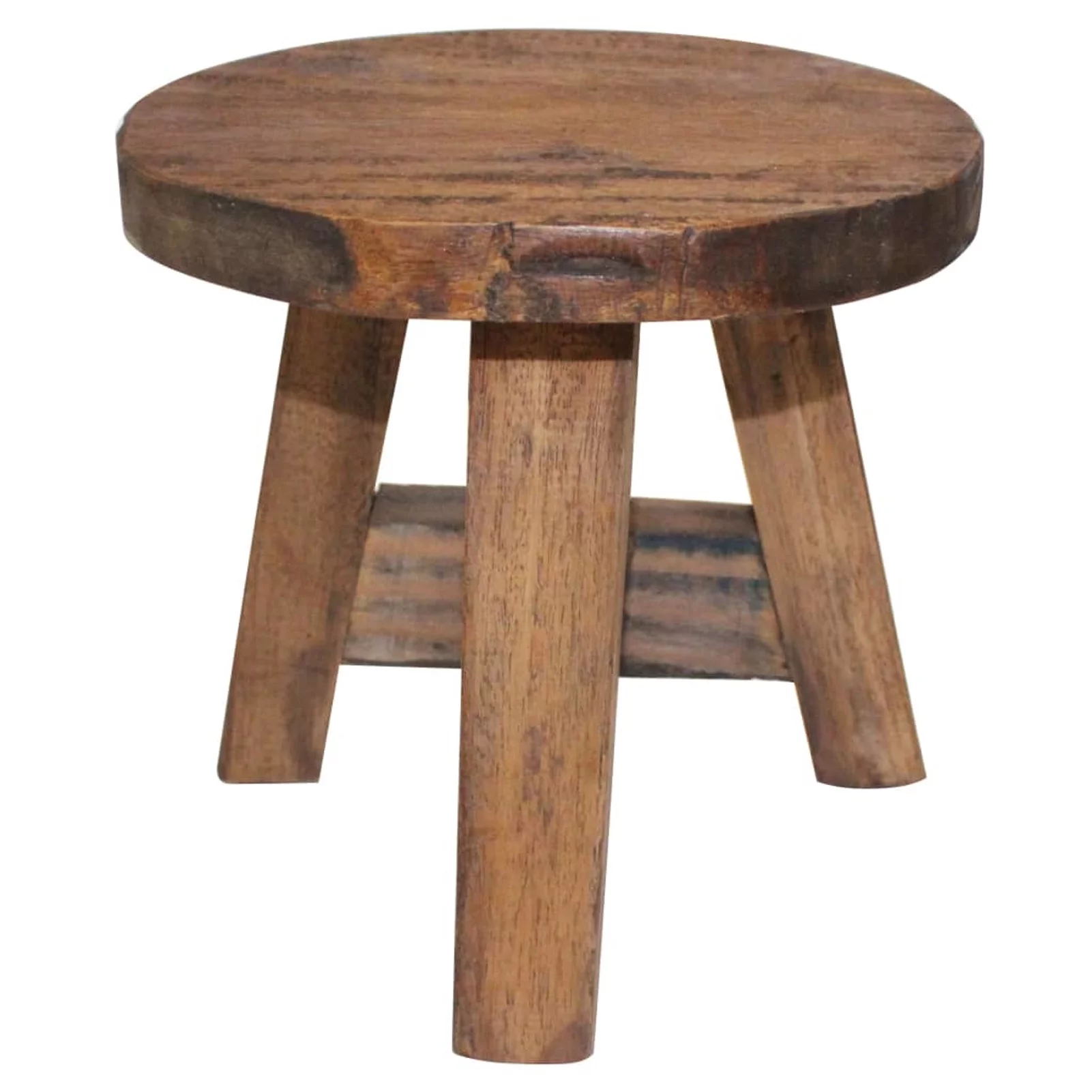 Anself Stool Reclaimed Wood Round Stool Wooden Chair Step Stool 7.9
