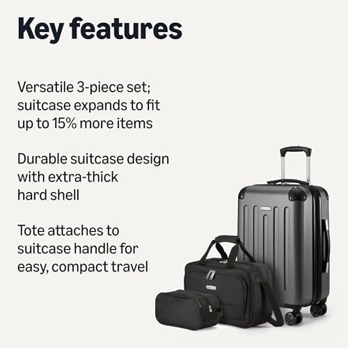 Amazon Basics 3-Piece Luggage Set, Including Carry-On Luggage (22