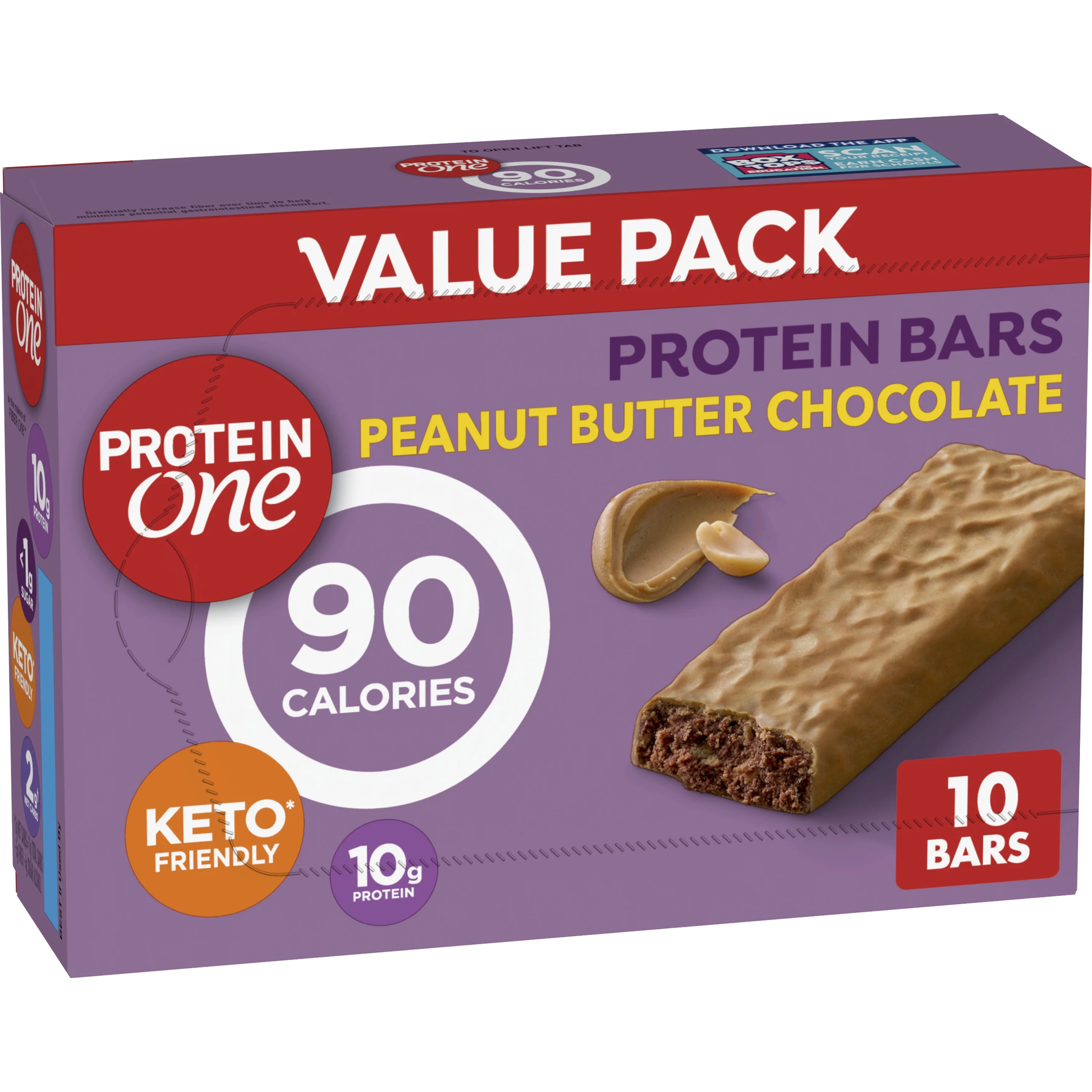 Protein One 90 Calorie Keto Protein Bars, Peanut Butter Chocolate, 10 ct