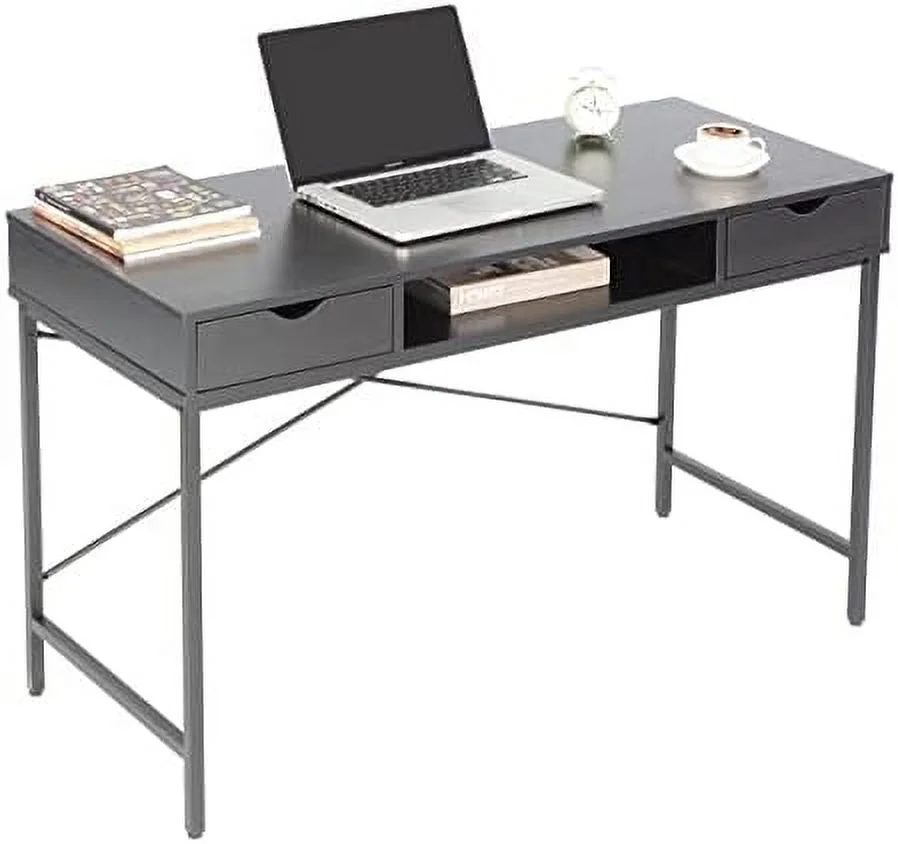 HJNIUNIU 48' Writing Desk with Drawers  Contemporary Home Office Large Computer Laptop Workstation with   Rustic Brown