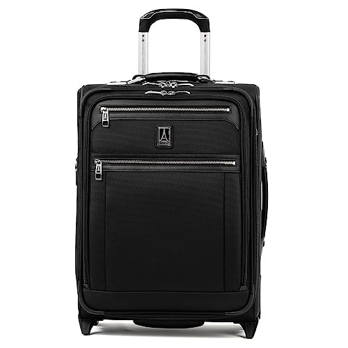 Travelpro Platinum Elite Softside Expandable Carry on Luggage, 2 Wheel Upright Suitcase, USB Port, Men and Women, International, Shadow Black, Carry On 20-Inch