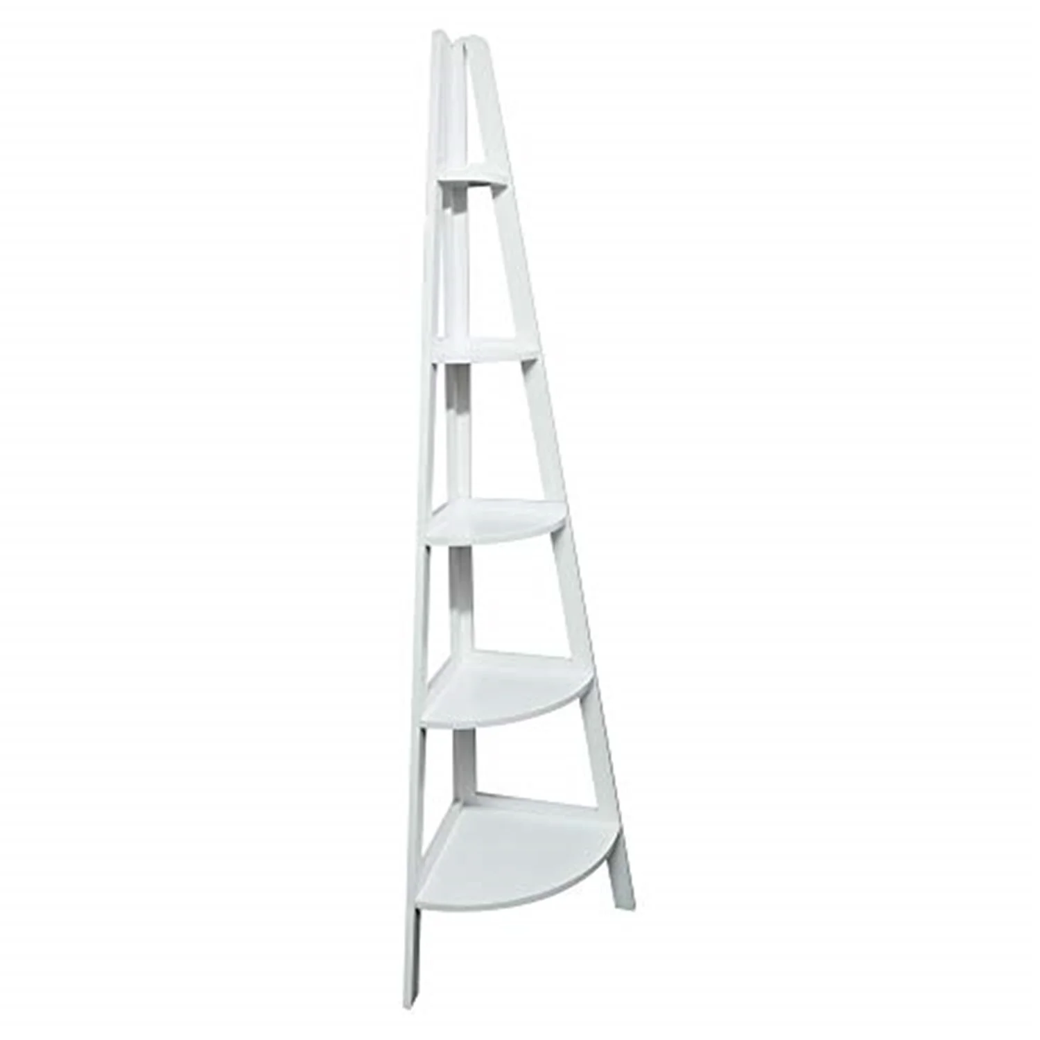5-Shelf Corner Ladder Bookcase - White