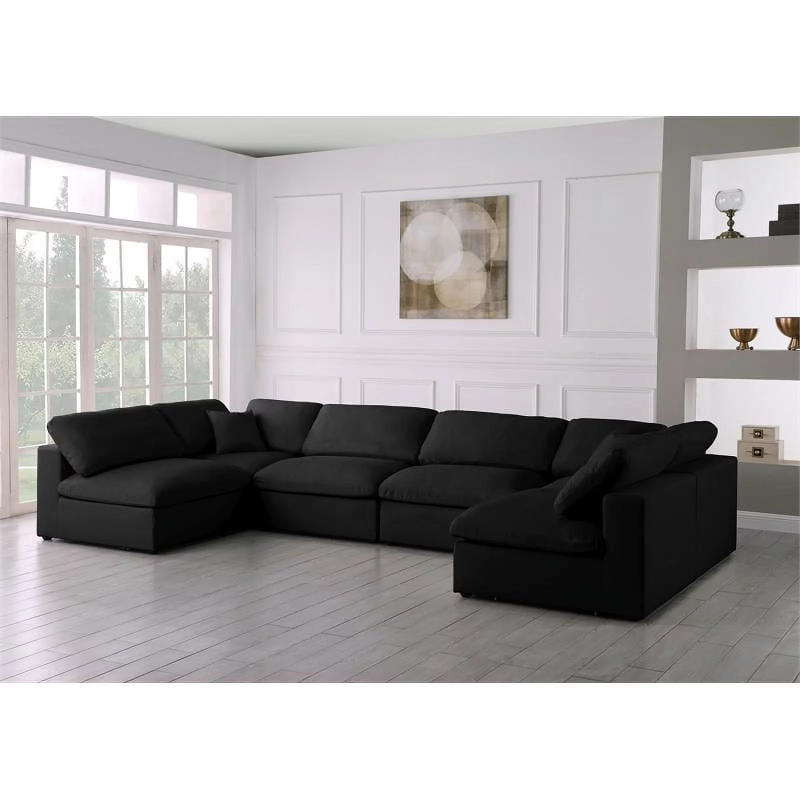 Meridian Furniture Plush Black Velvet Standard Modular Sectional