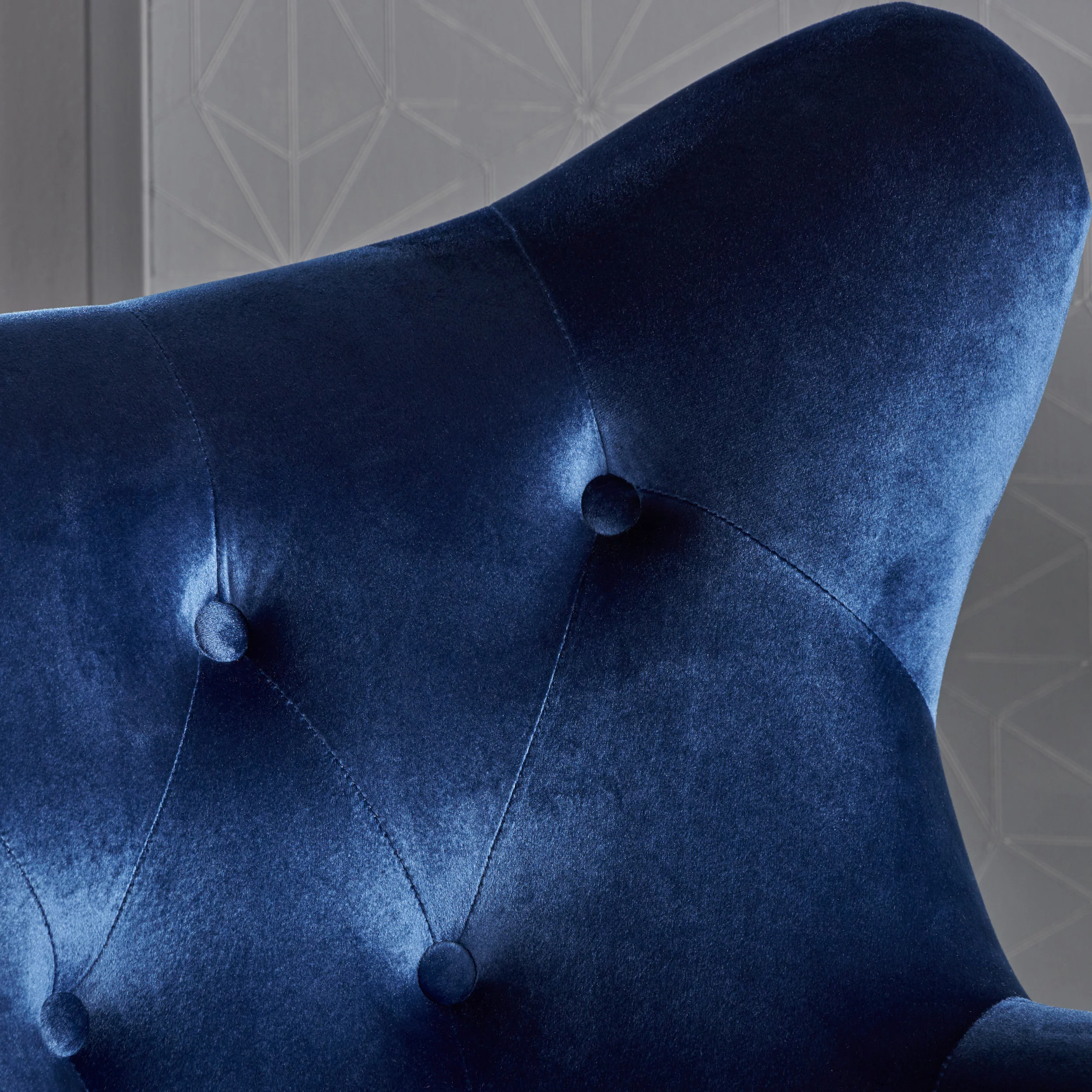 Bellamy Studios Mid Century Velvet Wingback Chair, Navy Blue