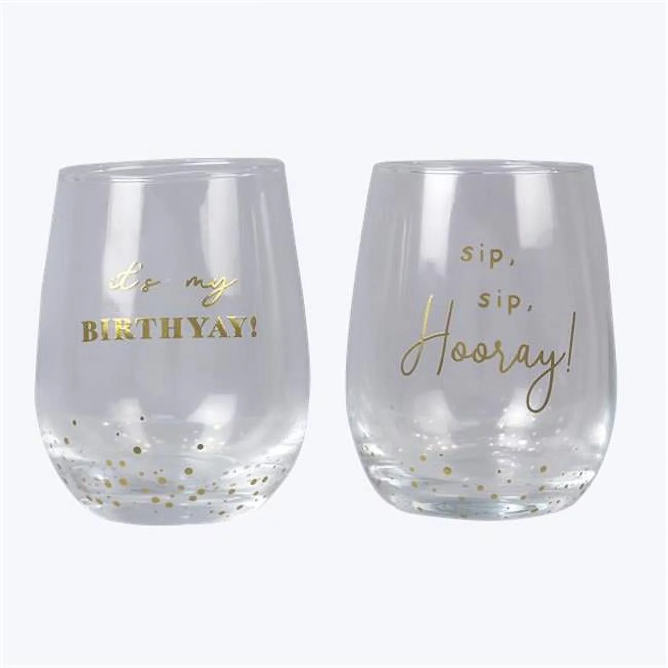 Sip Sip Hooray & Birthday Wine Glass, 2 Assorted Color