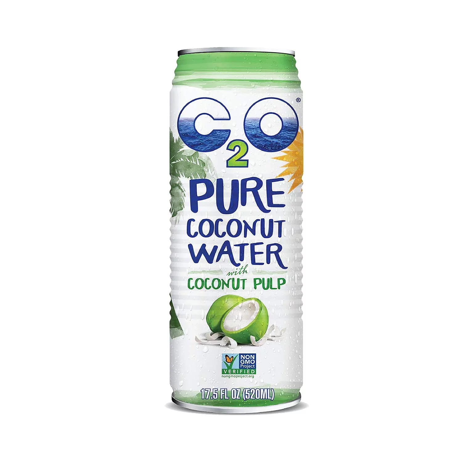 C2O Pure Coconut Water with Pulp | Plant Based | Non-GMO | No Added Sugar | Essential Electrolytes | 17.5 FL OZ (Pack of 12)