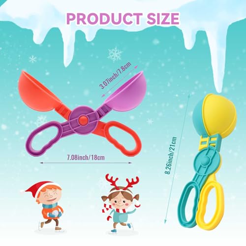8 Pcs Snow Toys, Snowball Maker Winter Snowball Tool Kit with Handle for Snow Ball Shapes Fights Outdoor Indoor Winter Snowball Fight Maker Tool Clip for Kid Toddlers Adults