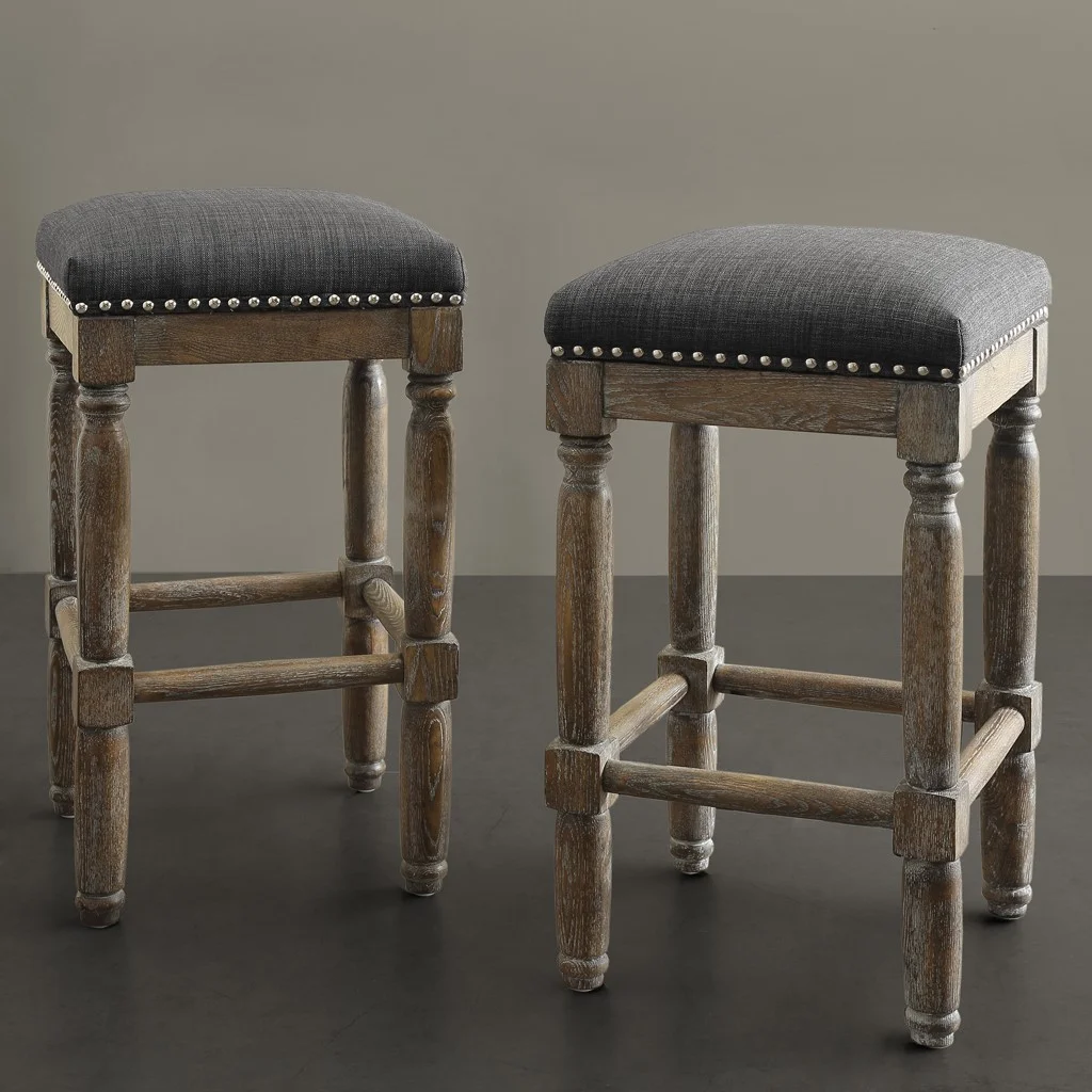Gracie Mills Nielson Handcrafted Reclaimed Wood Counter Stool Set (Set of 2) - GRACE-13736