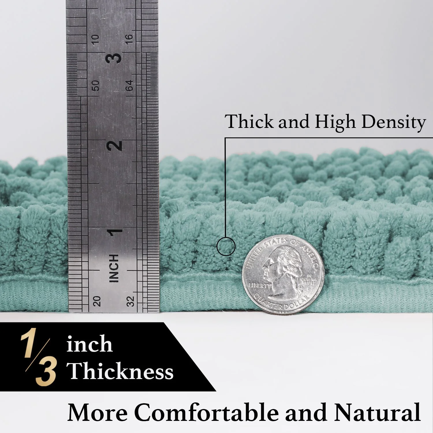 PrimeBeau Bath Mat Chenille Bathroom Rugs Set 2 Pieces Extra soft and Super Absorbent Water, Non-slip, Microfiber Door Mats for Bathroom/Kitchen/Living Room (Duckegg Blue,20