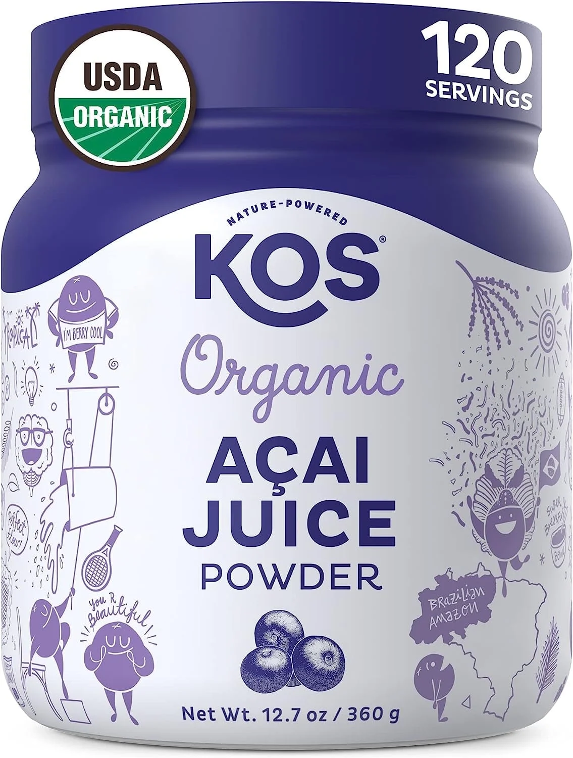 KOS Organic Acai Powder - 12.7 oz Pack of 4