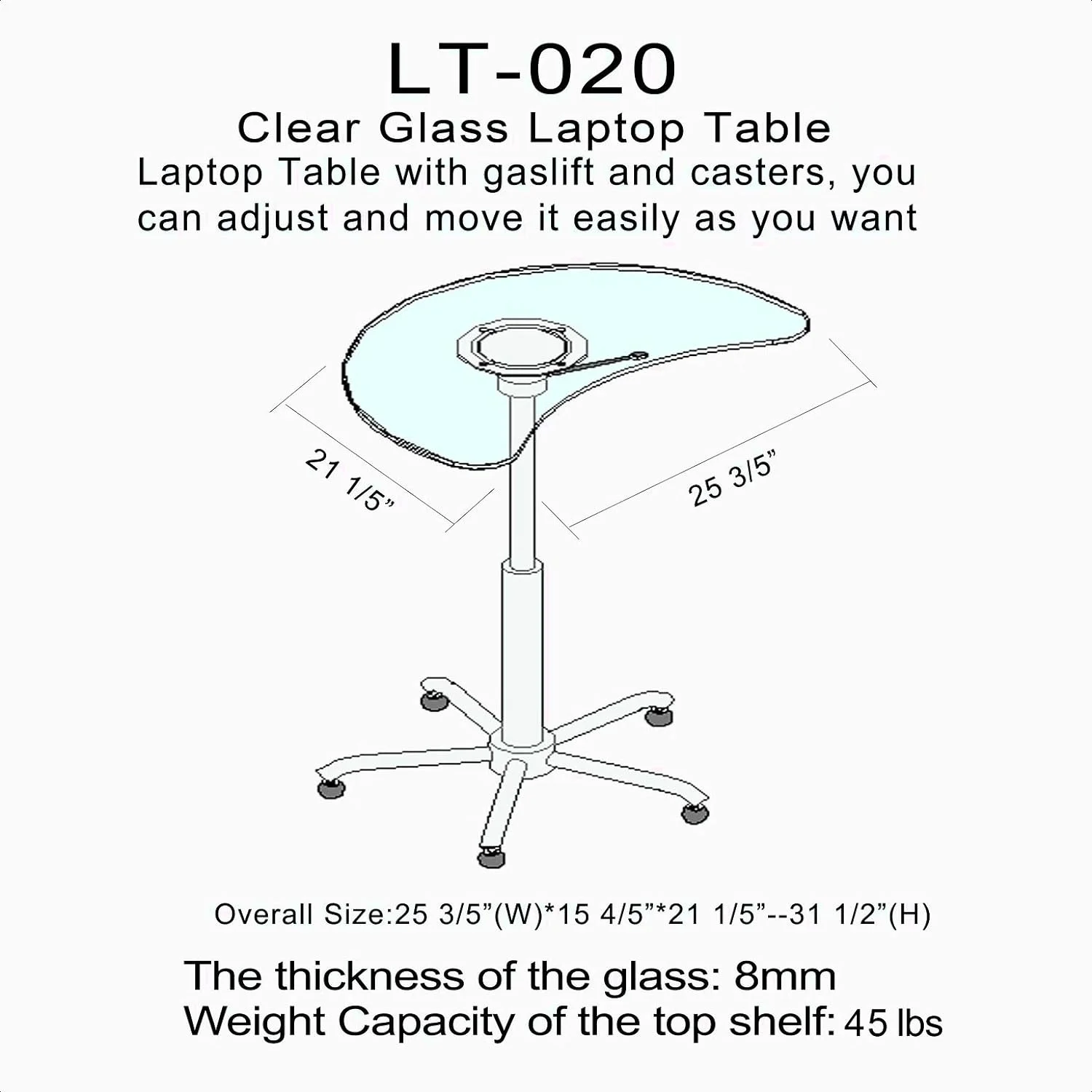 Maragozakis Oval Credenza Desk, Height Adjustable, Overall: 25.6'''' W X 15.8'''' D