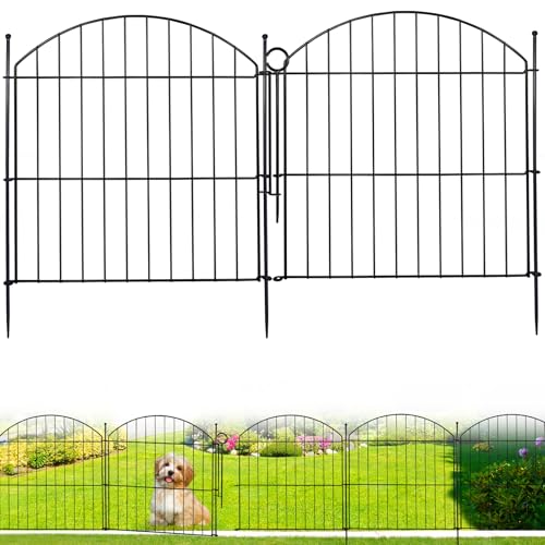 Decorative Garden Fence 17in x10ft, 10 Pack Rustproof Metal No Dig Fence Animal Barrier for Dog, Arched Flower Bed Edging Ornamental Wire Border Panel Fencing for Yard Patio Outdoor Decor