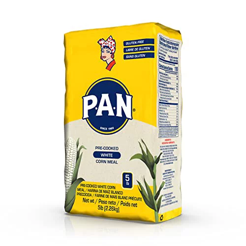 P.A.N. White Corn Meal Pre-Cooked Gluten Free Flour for Arepas (5 lb /Pack of 4)