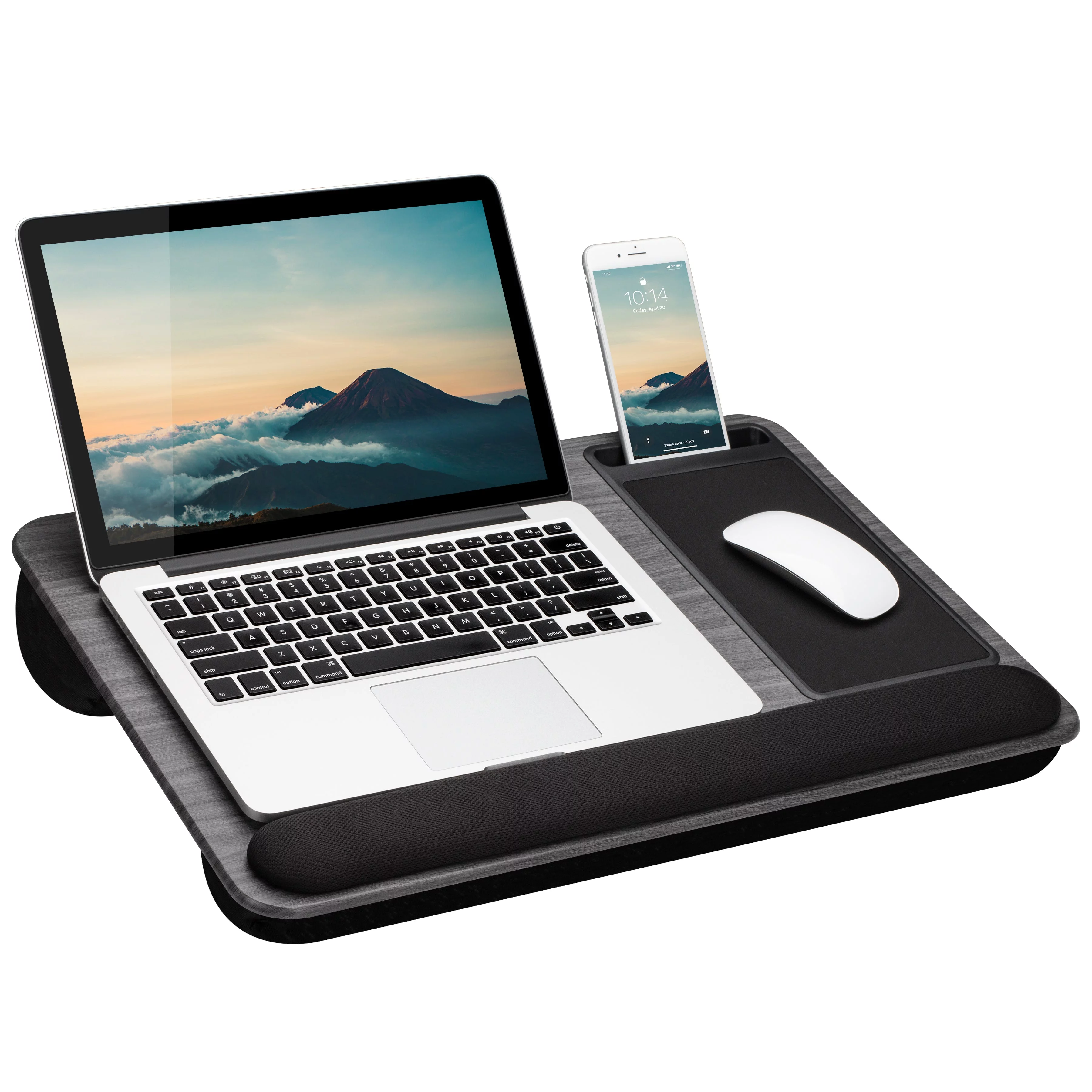 LapGear Home Office Pro Lap Desk with Wrist Rest, Mouse Pad and Phone Holder, 21.1