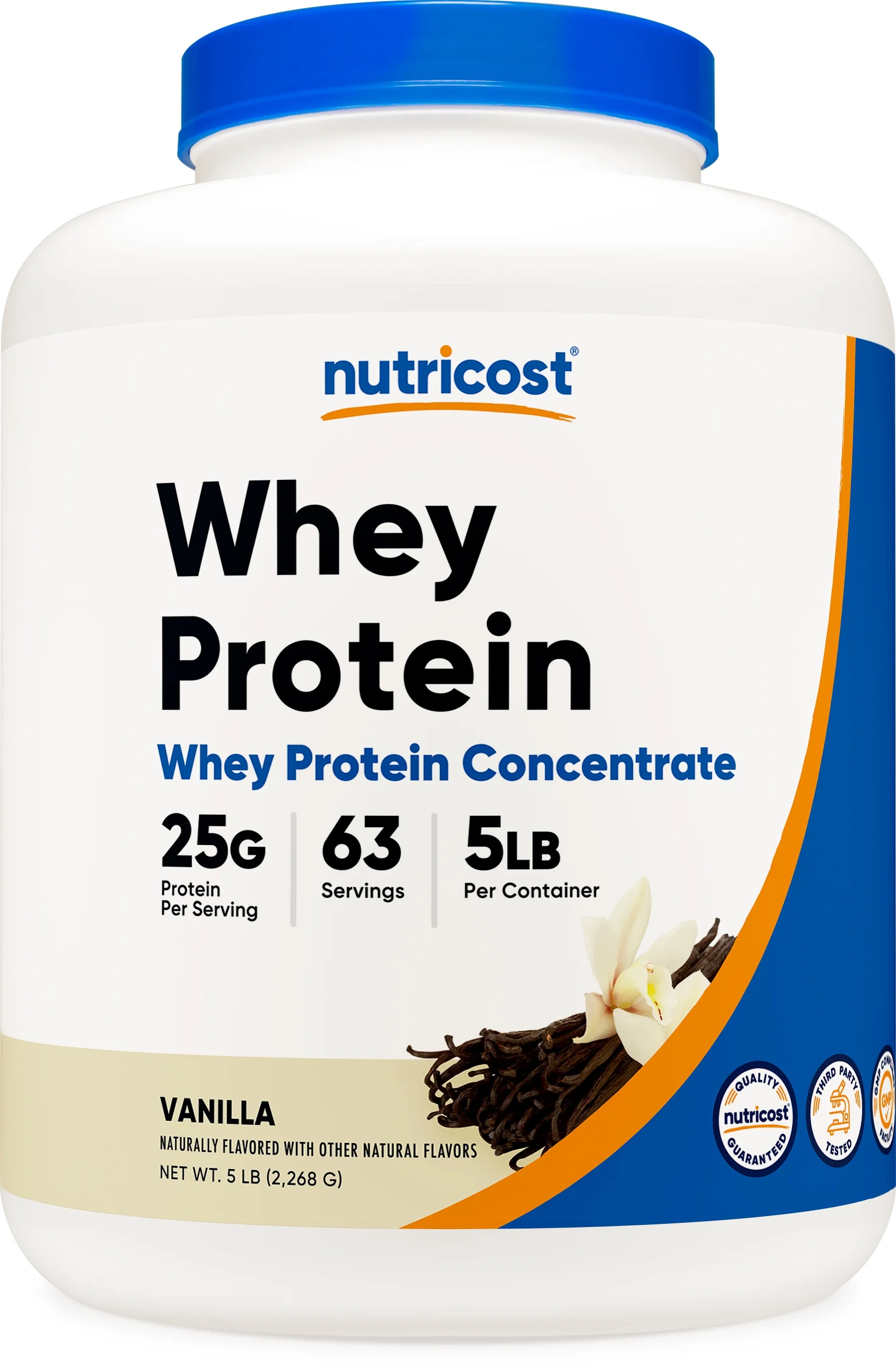 Nutricost Whey Protein Concentrate Powder (Vanilla) 5LBS - Gluten Free, Non-GMO Supplement