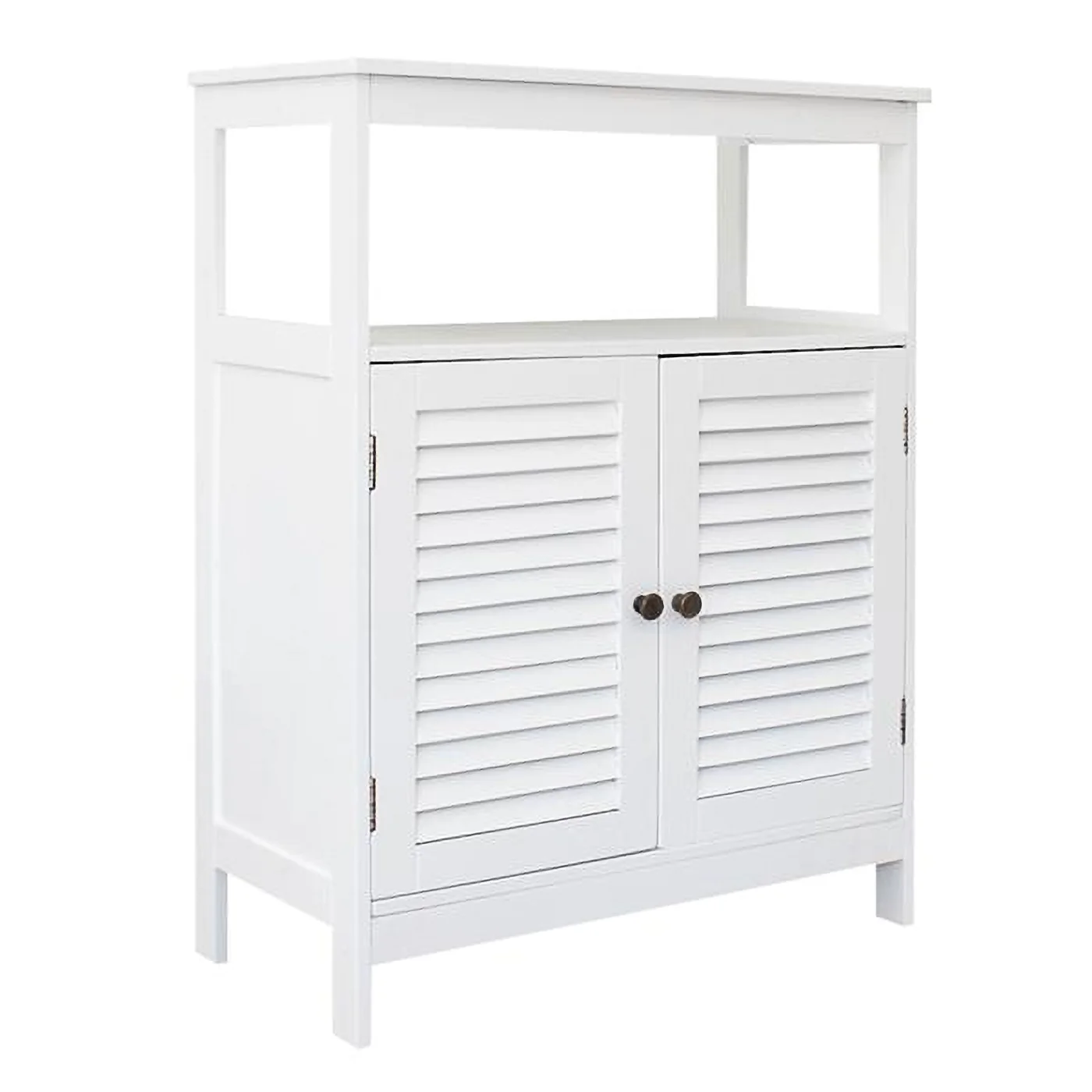 RUseeN Wood 32 inch Wide Transitional Low Storage Blinds Cabinet in Distressed Grey for the Living Room, Entryway and Family Room