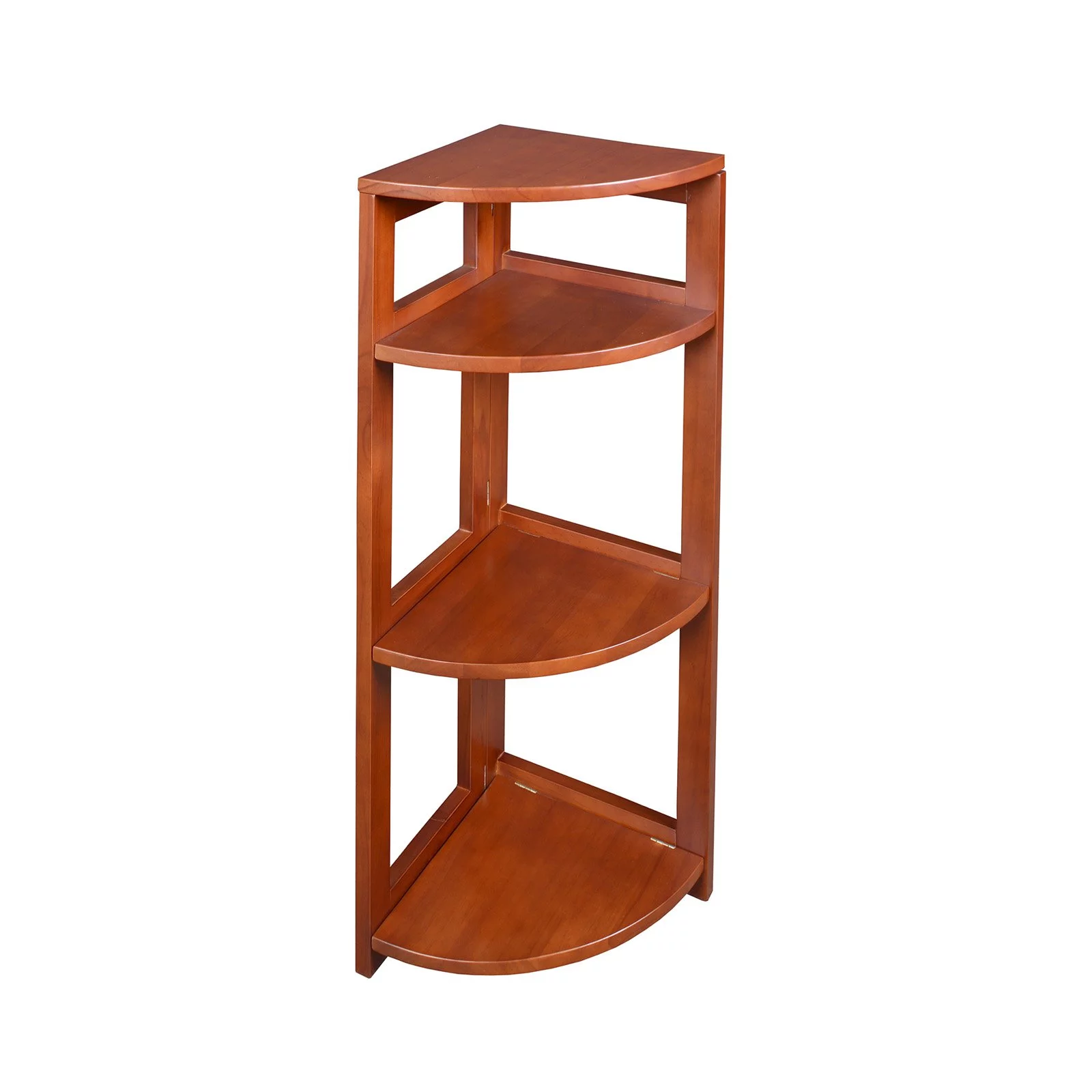 Regency Flip Flop 34 in 3 Shelf High Corner Folding, No Tools Assembly, Wood Bookcase- Cherry