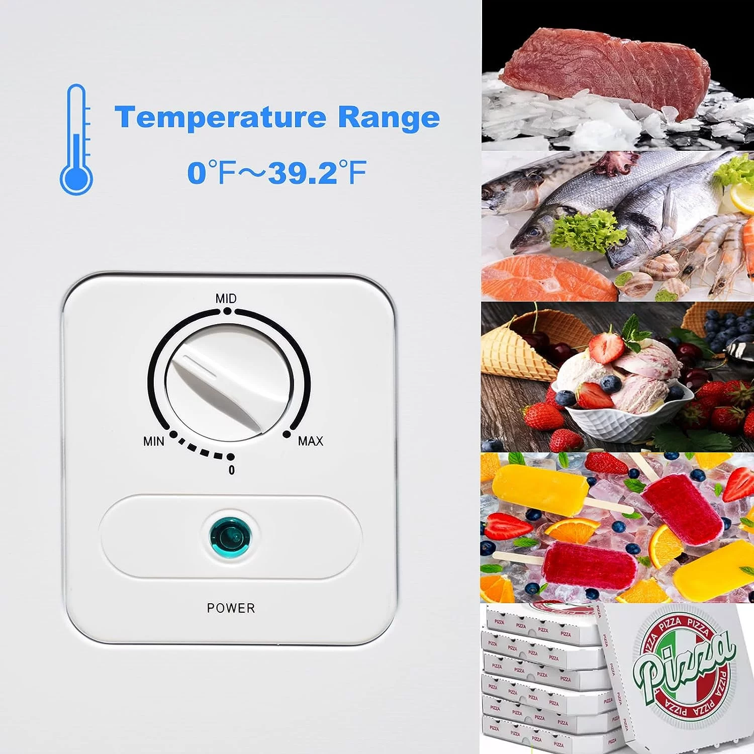 Smad 10.5 Cu ft Chest Deep Compact Freezer, Adjustable Thermostat and Wire Basket for Home, Kitchen, Basement