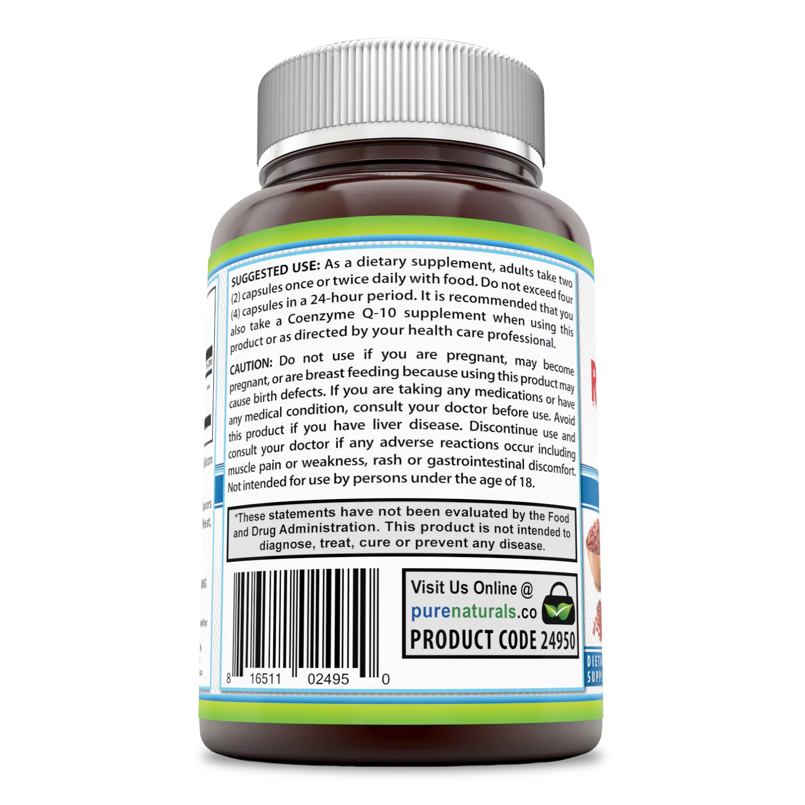 Pure Naturals Red Yeast Rice Dietary Supplement - 1200 mg of Red Yeast Rice Powder Per Serving – Supports Cardiovascular Health- 480 Capsules Per Bottle