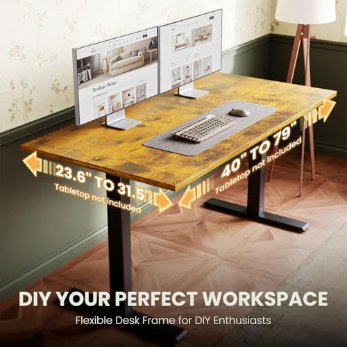 Casaottima Electric Standing Desk Frame, Dual Motor Height Adjustable Table Legs with Memory Presets for Home Office, Stand Up Desk Legs for 40 to 79 inch Desktop, Black Frame Only