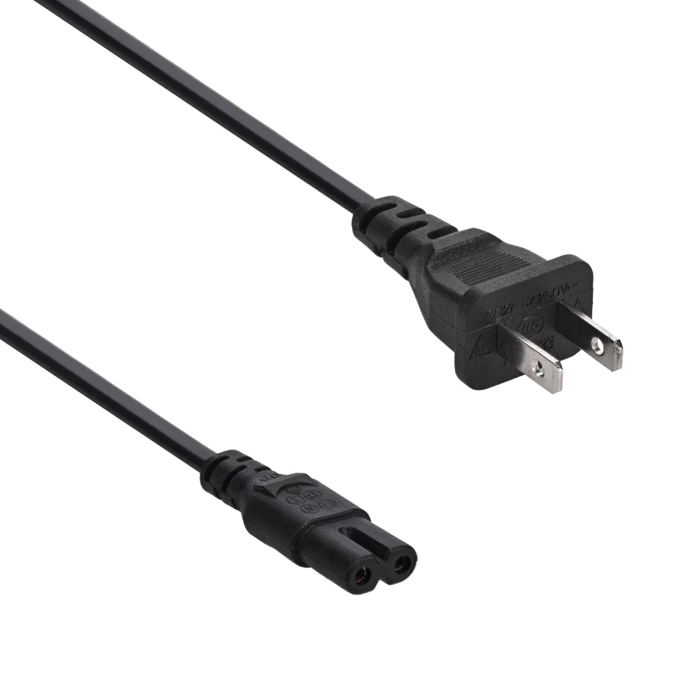 6ft (Feet) 18AWG AC Power Cord Cable w/o Polarized, 10A (NEMA 1-15P to IEC-320-C7), 10 Pack