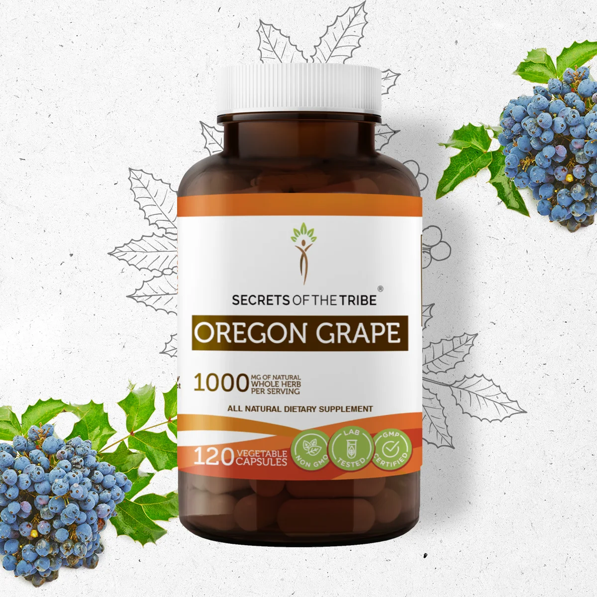 Secrets of the Tribe Oregon Grape 120 Capsules, 500 mg, Responsibly farmed organic Oregon Grape (Mahonia aquifolium) Dried Root