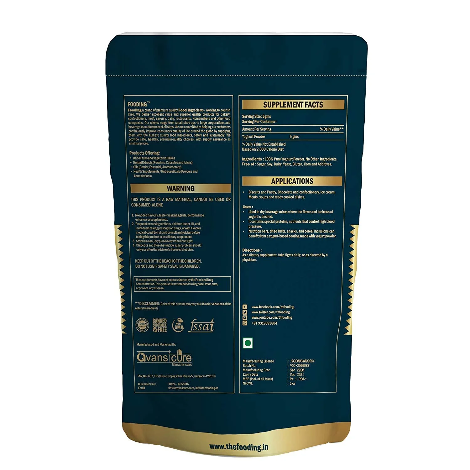 Fooding Yogurt Powder, 250Gm