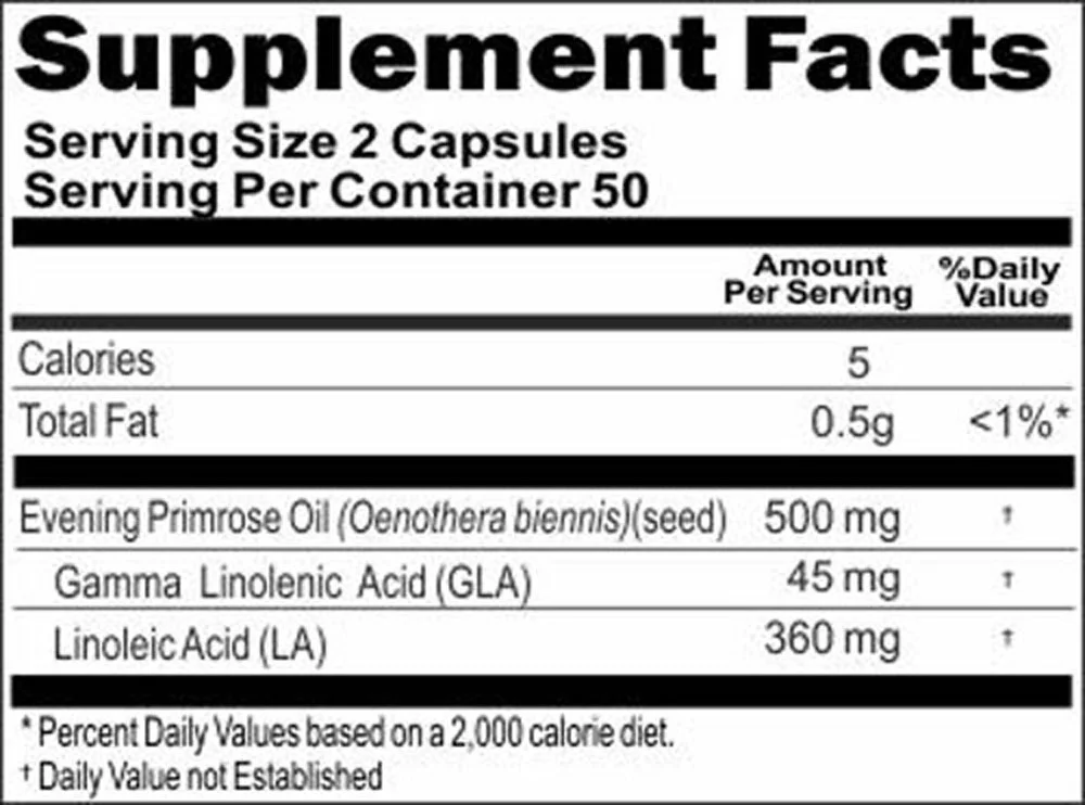 Evening Primrose Oil Concentrate 1000mg Supplement GLA 90mg Gamma Linolenic Acid 200 Caps by Vitamins Because