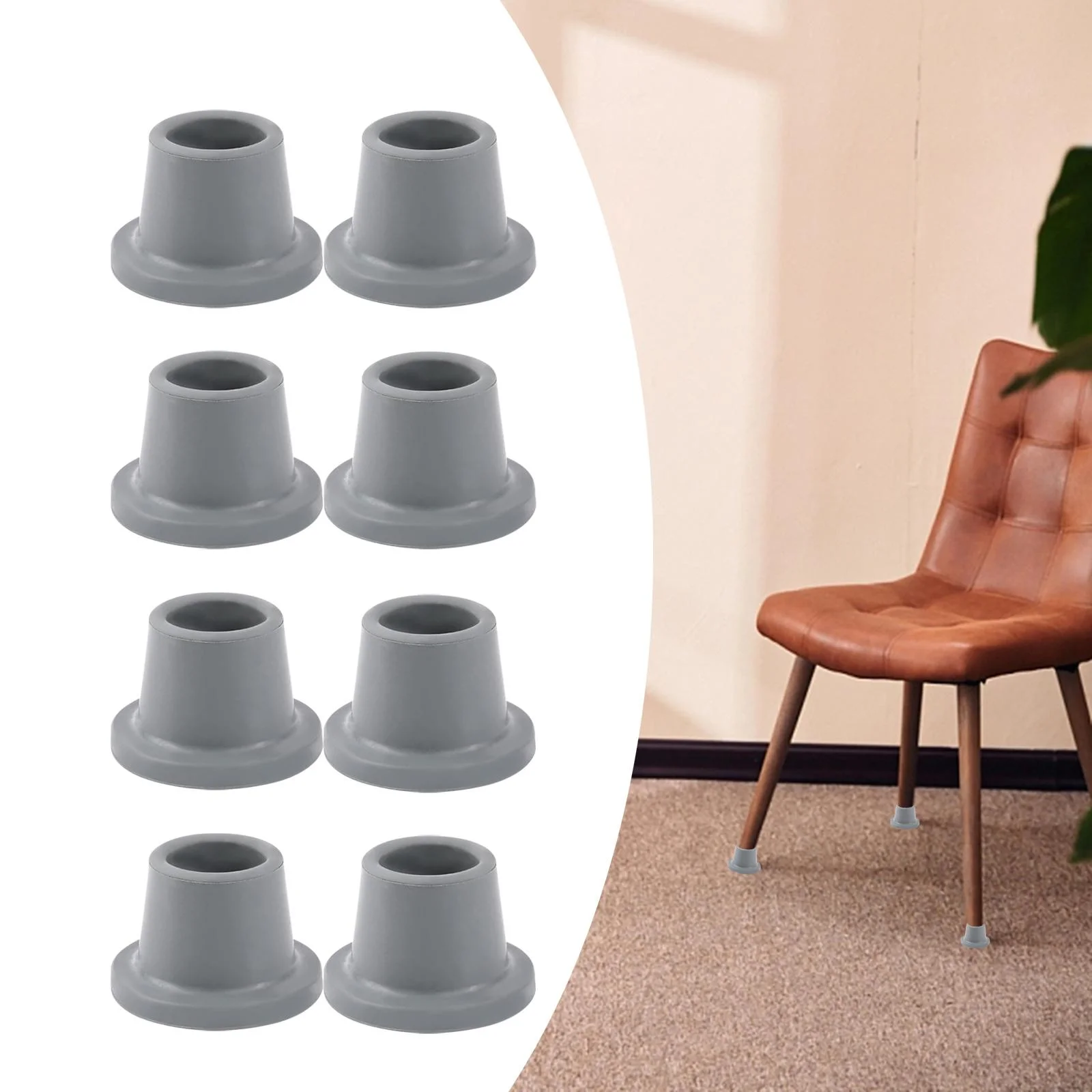 TOOYFUL 8x Shower Chair Feet Shower Chair Leg Tips Gray Rubber Feet for Shower Chair for Tub Transfer Bench Shower Toilet Seat Stool