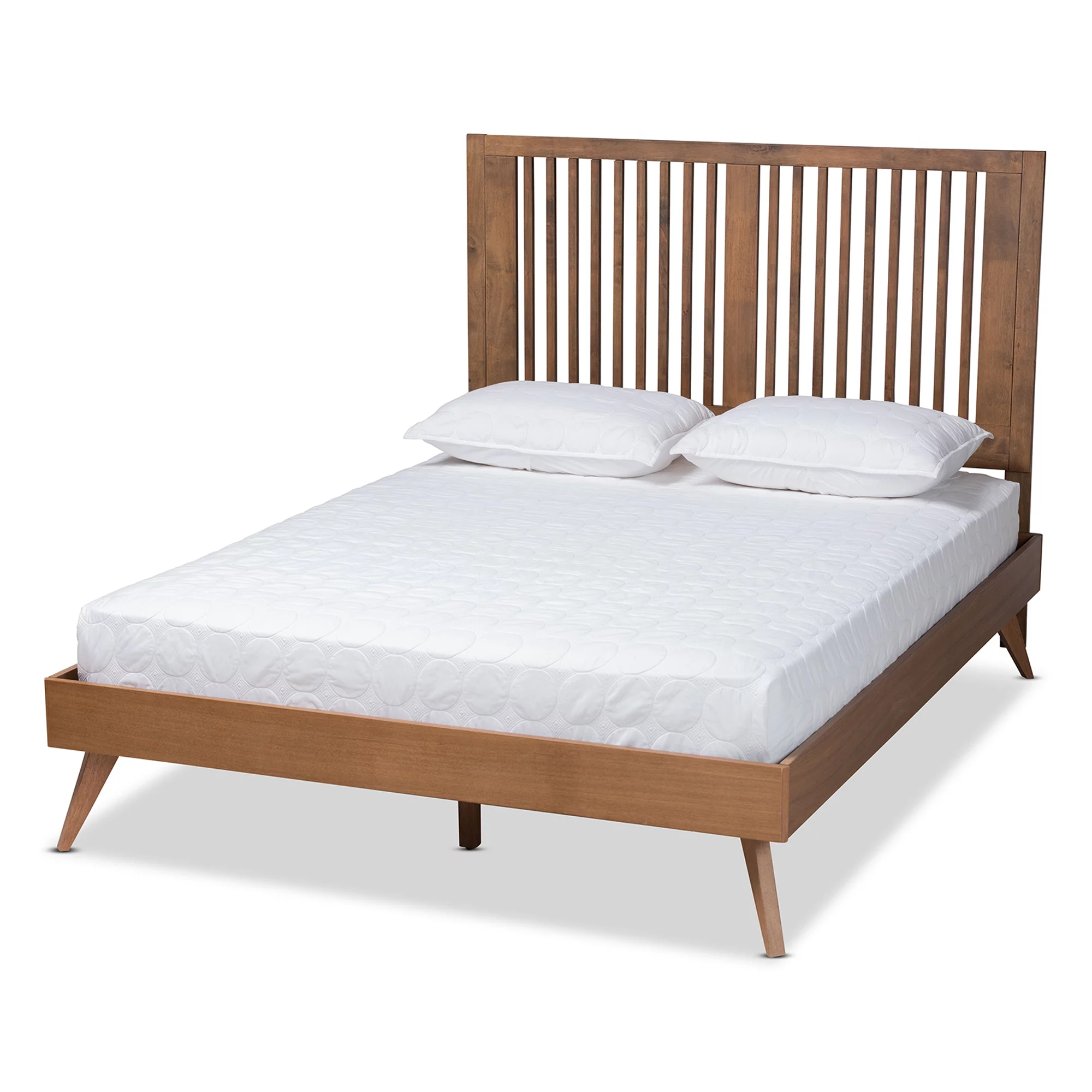Baxton Studio Takeo Transitional Wood Platform Bed, Full, Ash Walnut