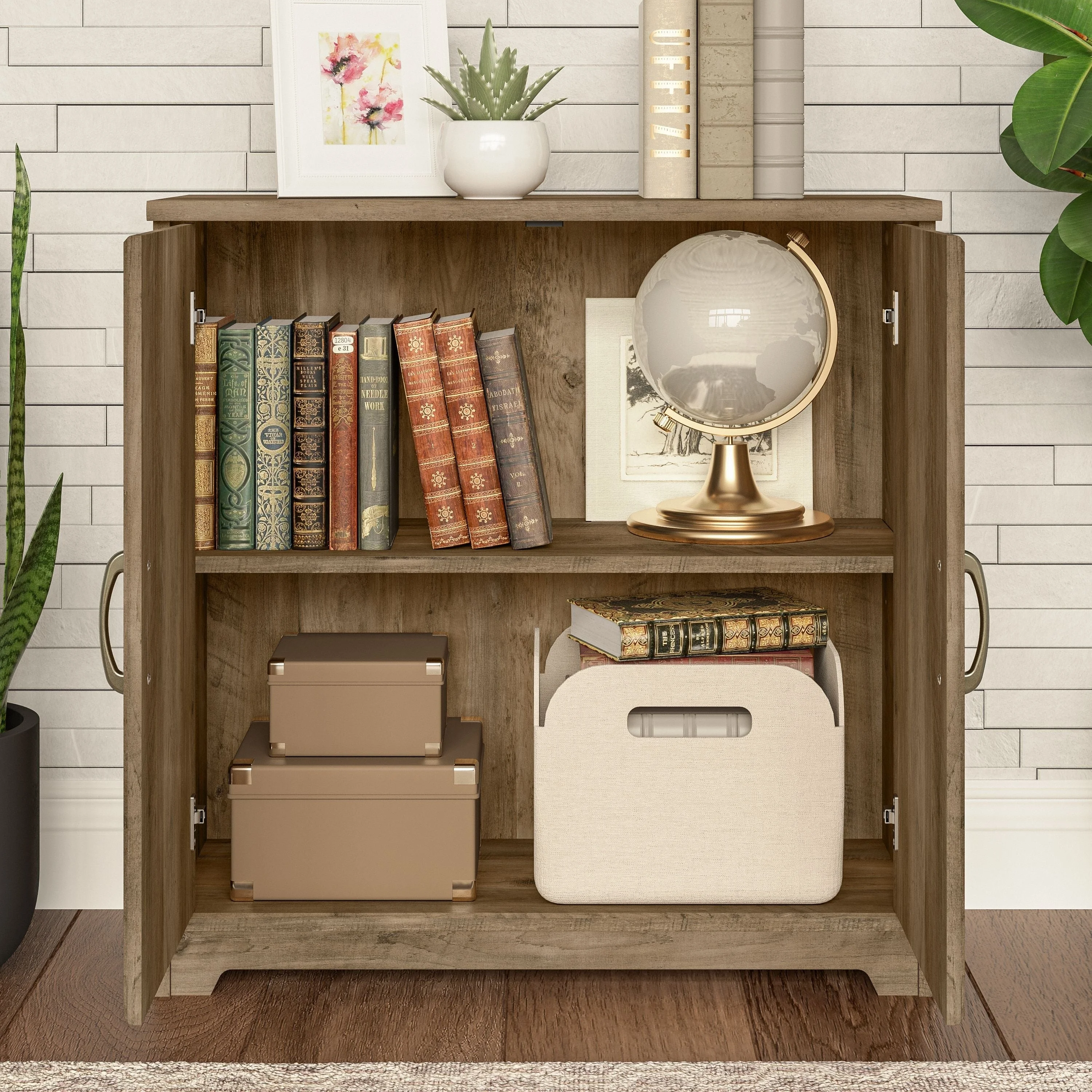Bush Furniture Cabot Small Storage Cabinet in Reclaimed Pine - Engineered Wood