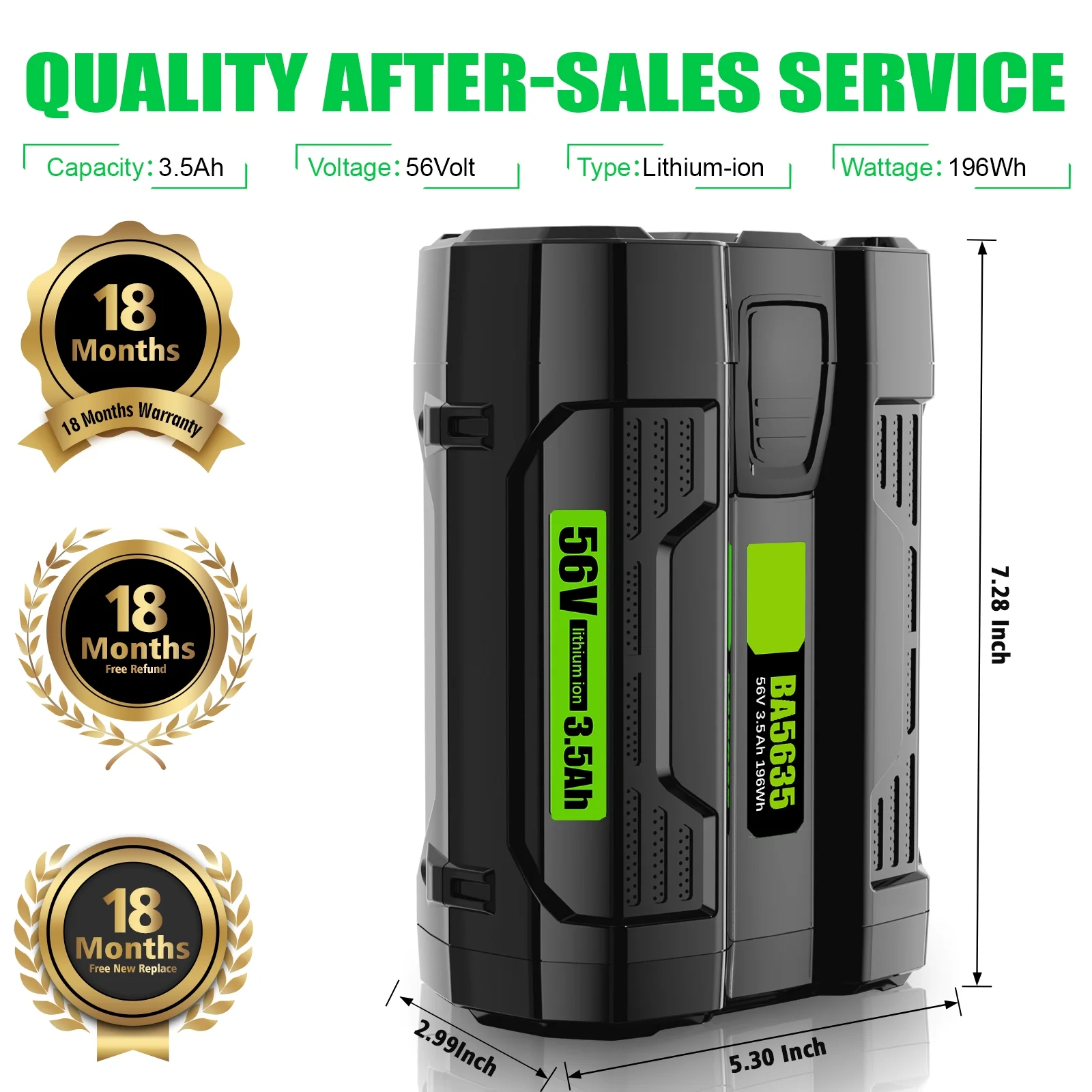 DSANKE 56V 3.5Ah Replacement for EGO 56V Battery BA1400 BA2800 BA2800T BA4200 BA1400T Compatible with ST1502LB CS1604 LB4800 LB6504 LB5804 HT2400 56V Power Tools,for EGO 56V Power+ Battery