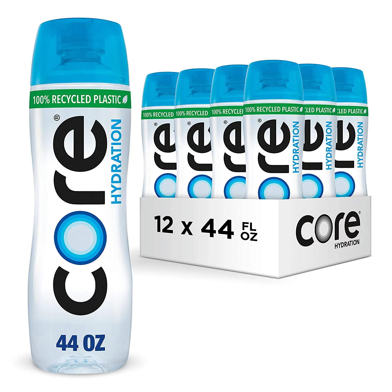 CORE Hydration, Nutrient Enhanced Water, Perfect 7.4 Natural pH, Ultra-Purified With Electrolytes and Minerals, Cup Cap For Sharing, 44 Fl Oz, Pack of 12
