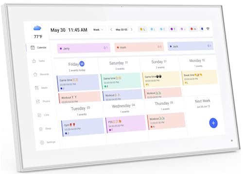10.1 Inch Smart Digital Calendar Planner & Chore Chart, IPS HD Touchscreen Interactive Display for Family Schedules, Streamline Household Organization - Built-in Digital Picture Frames Function
