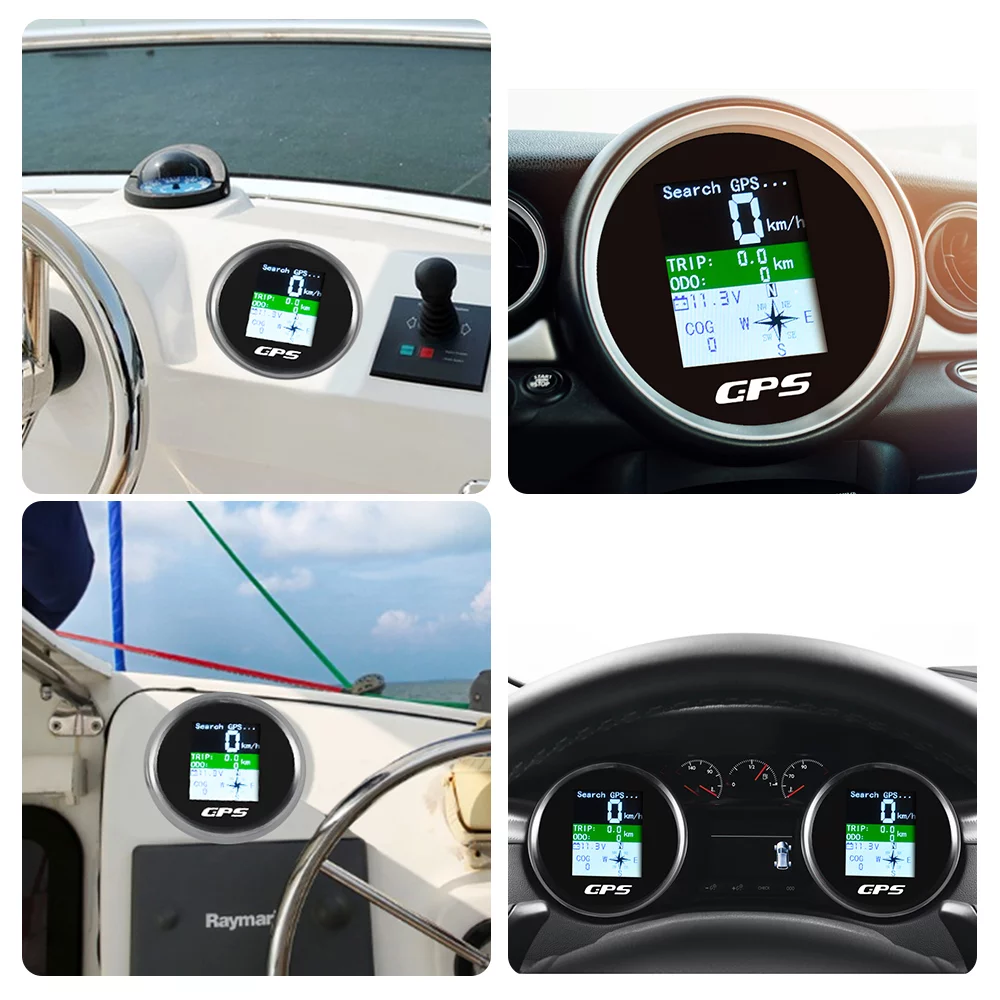 Geloo 85mm LCD Digital GPS Boat Speedometer Odometer Gauge for Car Truck Motorcycle Marine