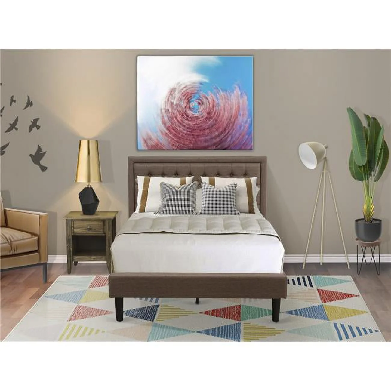 East West Furniture  2 Piece Kendall Bedroom Set - Black