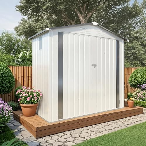 5'x3' Metal Outdoor Storage Shed, Tool Shed with Pitched Roof Waterproof with Windows and Lockable Door Compact Metal Tool Room for Garden, Backyard, Patio, Sundry and Bike Storage, Gray