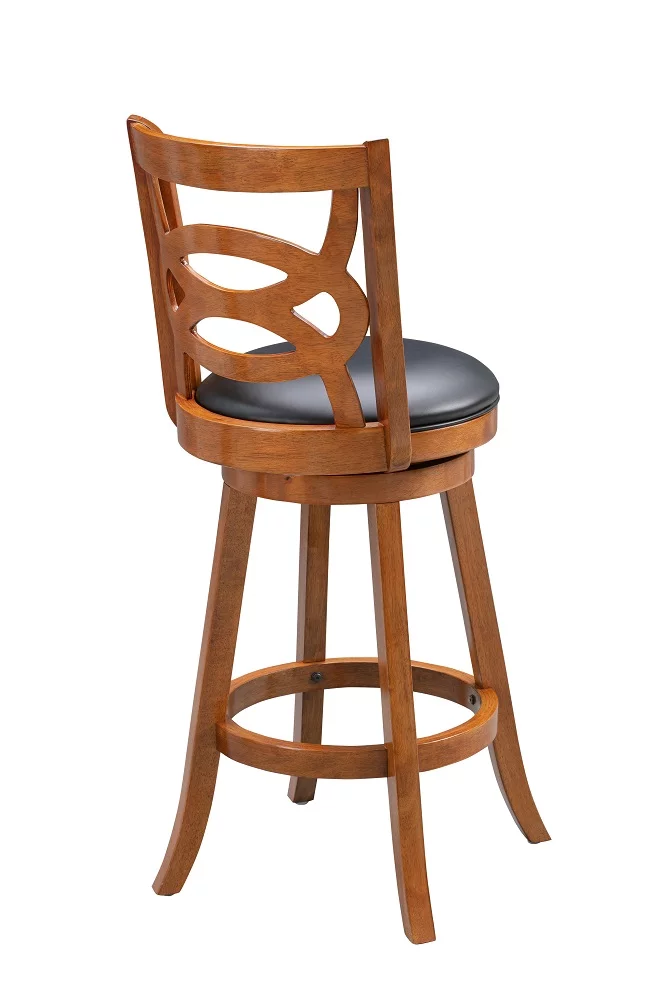 Boraam Seina 24in. High Back Swivel Wood Counter Stool, Walnut Finish