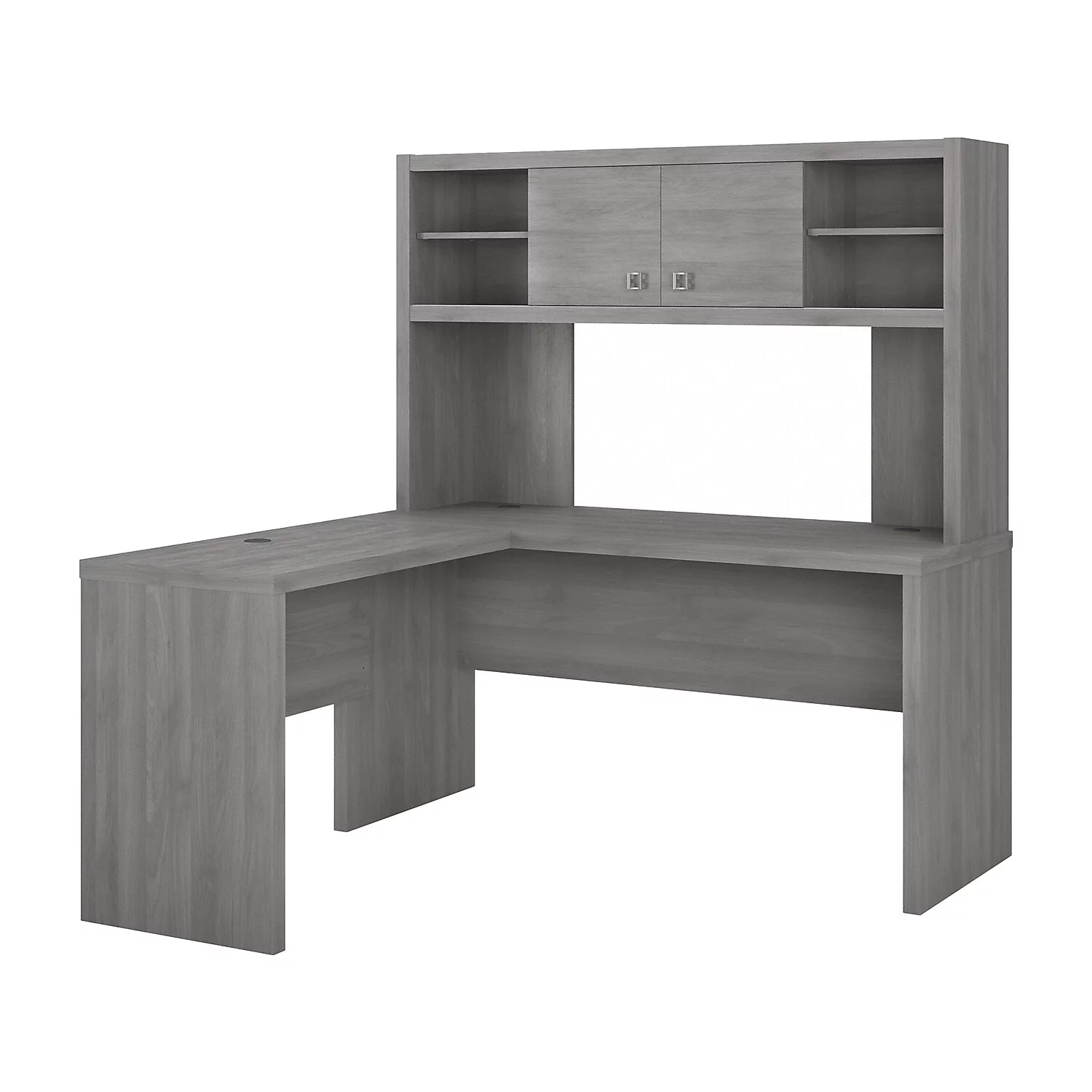 Echo L Shaped Desk with Hutch in Modern Gray - Engineered Wood