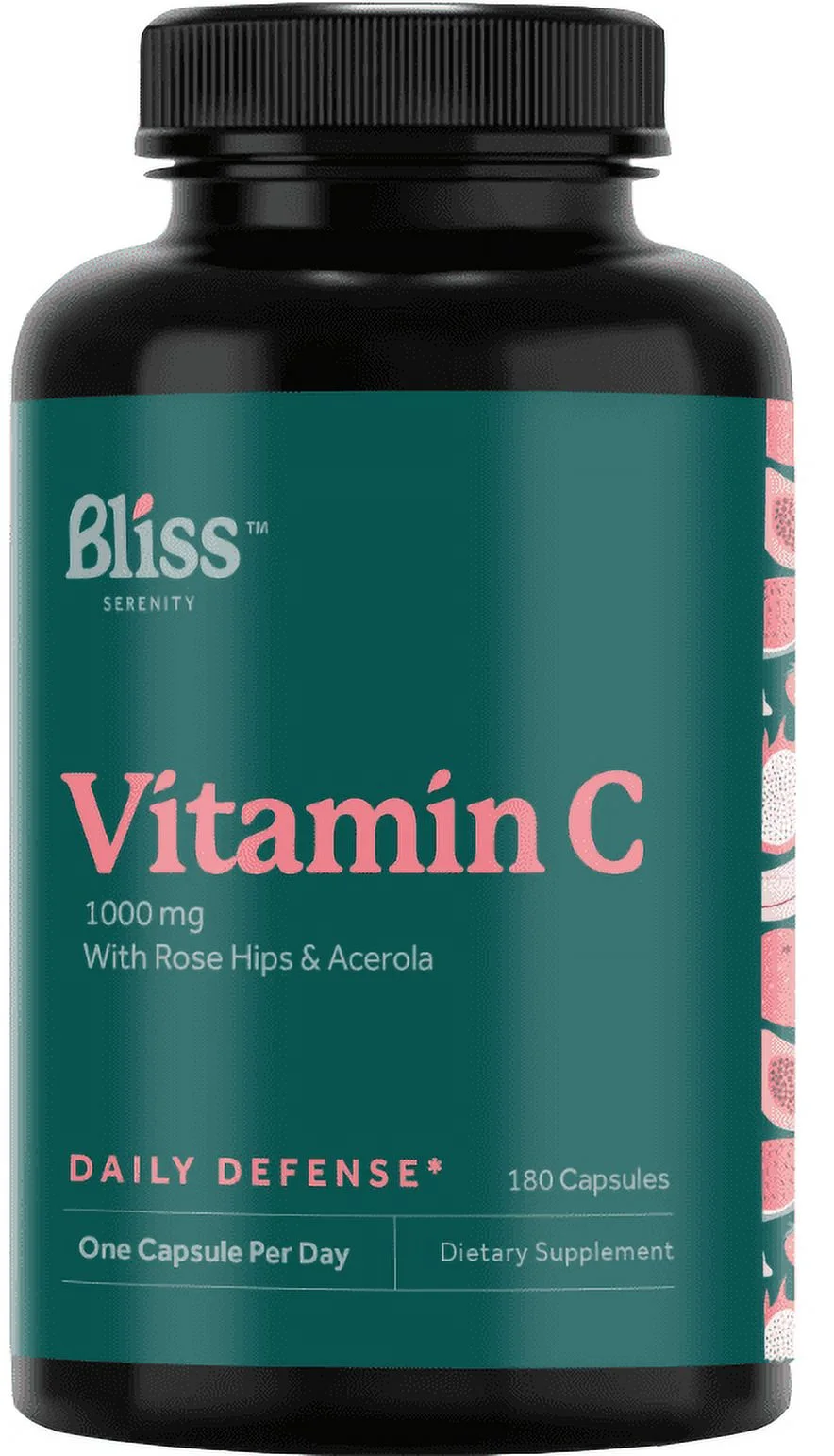Bliss Serenity Kosher Vitamin C 1000 mg with Rose Hips & Acerola - 180 Capsules