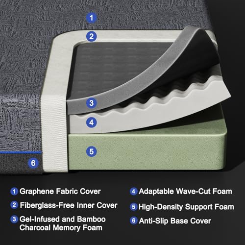 AMADA HOMEFURNISHING 12 Inch Queen Size Memory Foam Mattress, Cooling Sleep & Pressure Relief, Medium Firm Plus Feel & Fiberglass-Free, CertiPUR-US Certified Mattress Bed in a Box