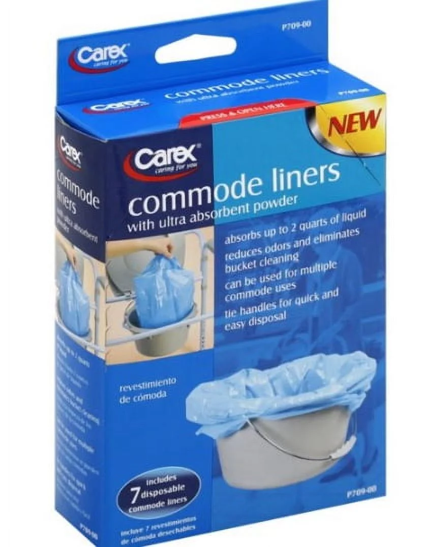 Carex Commode Liners with Ultra Absorbent Powder 7 ea (Pack of 2)