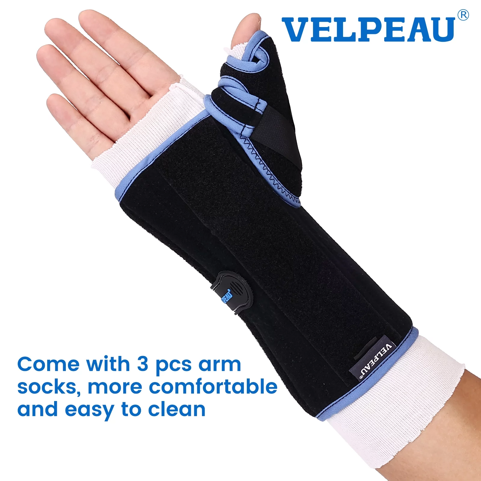 VELPEAU Wrist Brace with Thumb Spica Splint (Drawstring, Right Hand,Small)