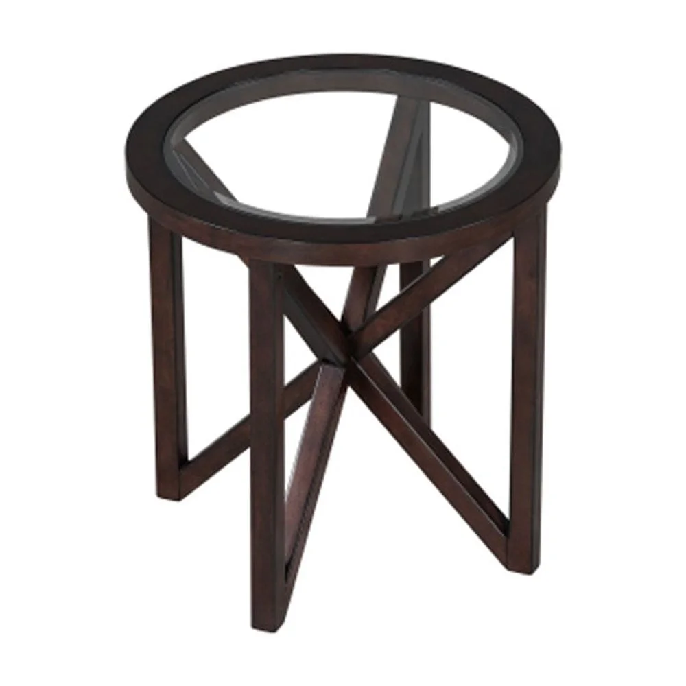 Modern simple glass coffee table, tempered glass coffee table solid wood base round transparent glass top modern living room terrace study coffee table