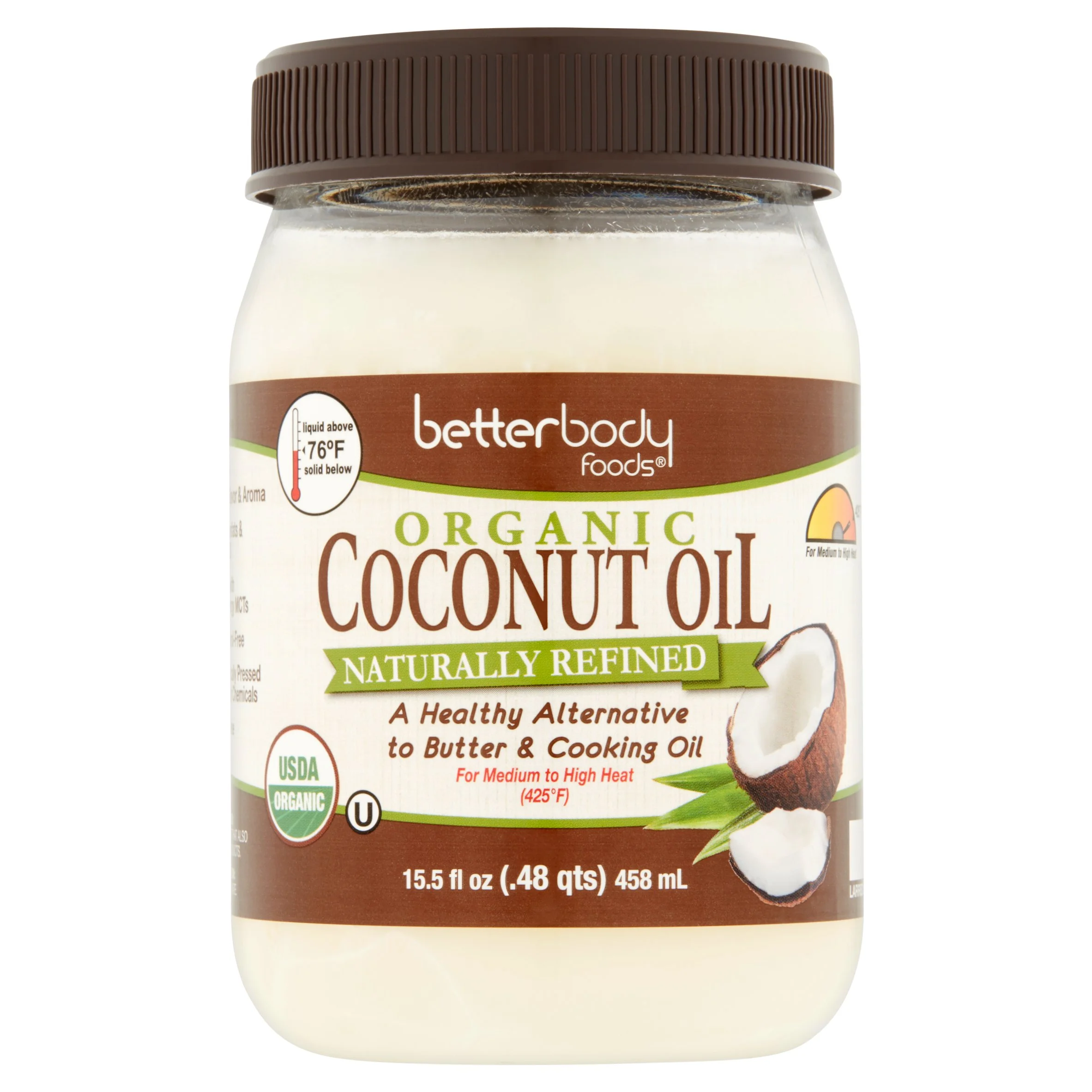 Betterbody Foods Organic Naturally Refined Coconut Oil, 15.5 fl oz, 6 pack