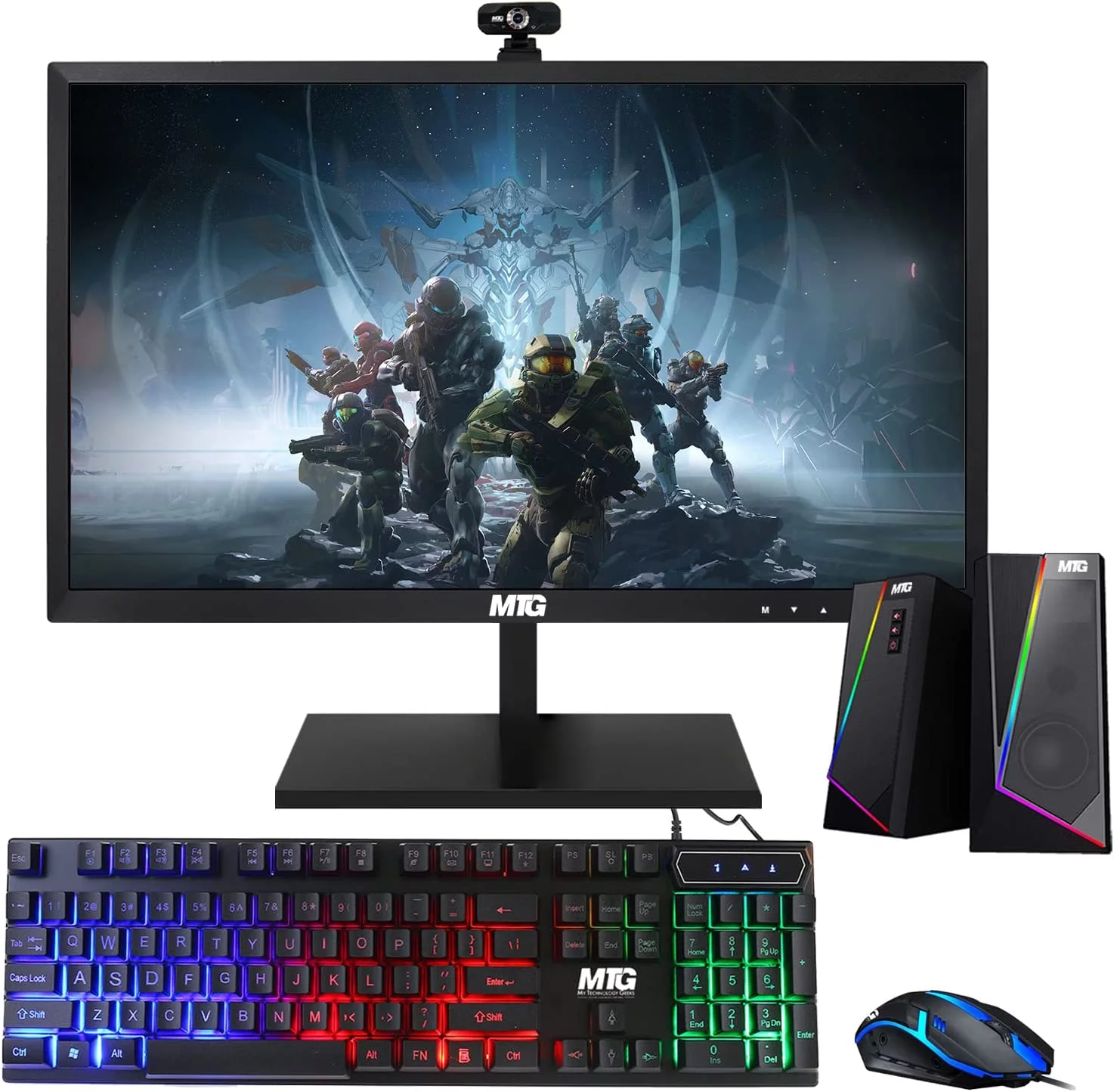 Restored All in one Desktop Computer, TechMagnet Cheetah 4, Intel Core i5 4th Gen 2.5 GHz, 16GB DDR3, 1TB SSD, 27 inch LED Monitor, MTG RGB Keyboard Mouse, RGB Speaker, Webcam, Win10 Pro (Refurbished)