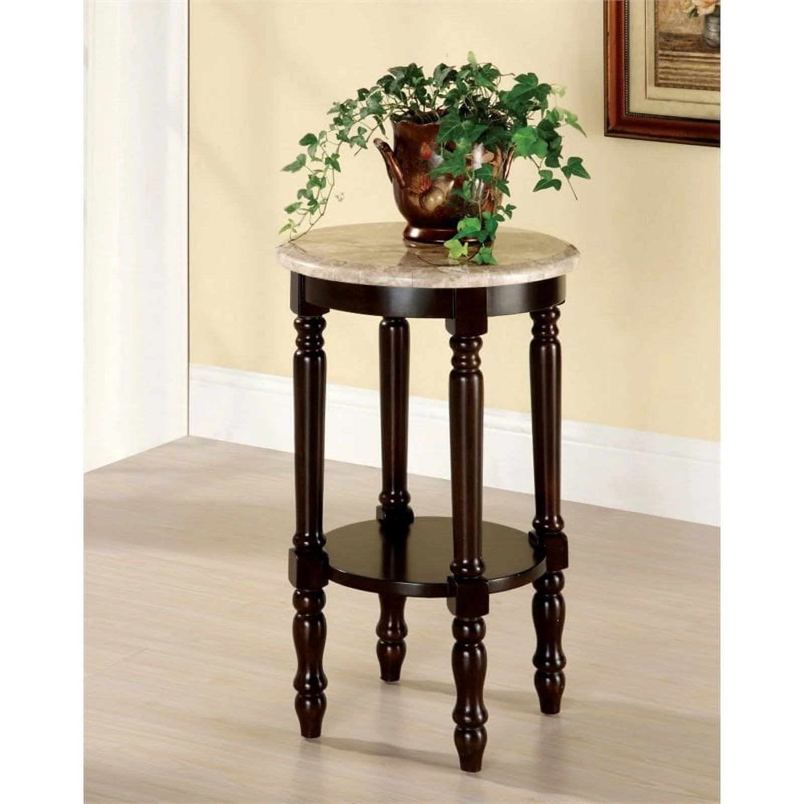 Bowery Hill Round Transitional Wood End Table in Dark Cherry