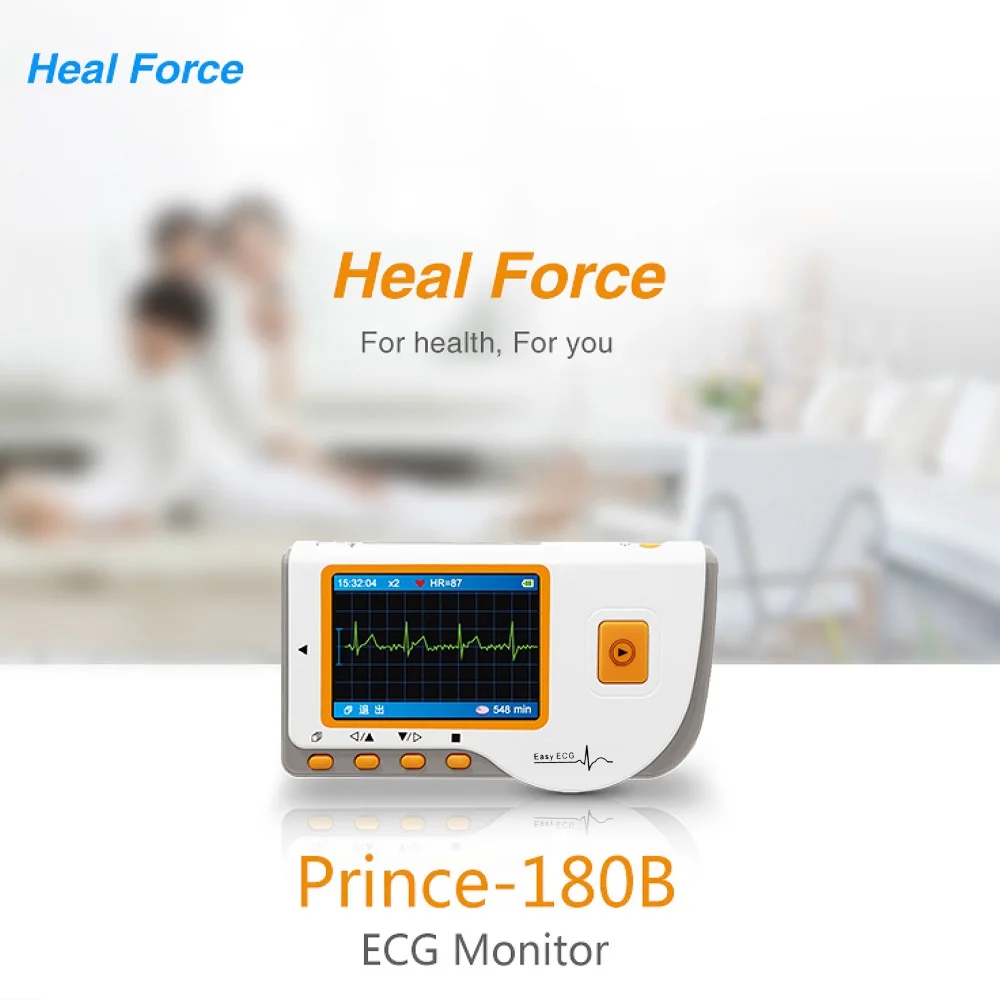 moobody Force PC,180B0 Handheld LCD Home EKG Device with USB Cable and Data Transmission