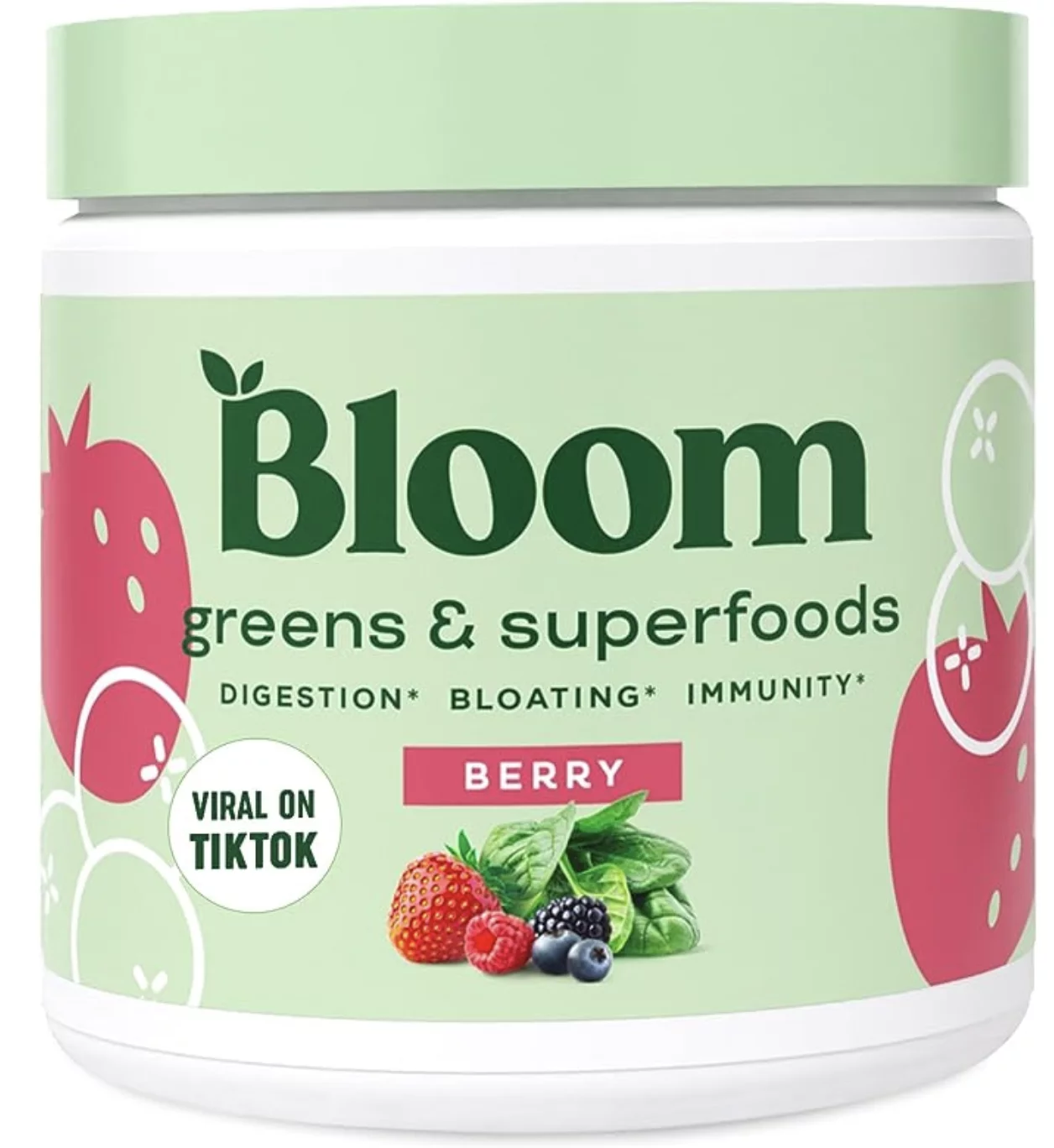 Bloom Nutrition Super Greens Powder Smoothie & Juice Mix - Probiotics for Digestive Health & Bloating Relief for Women, Digestive Enzymes with Superfoods Spirulina & Chlorella for Gut Health (Berry)